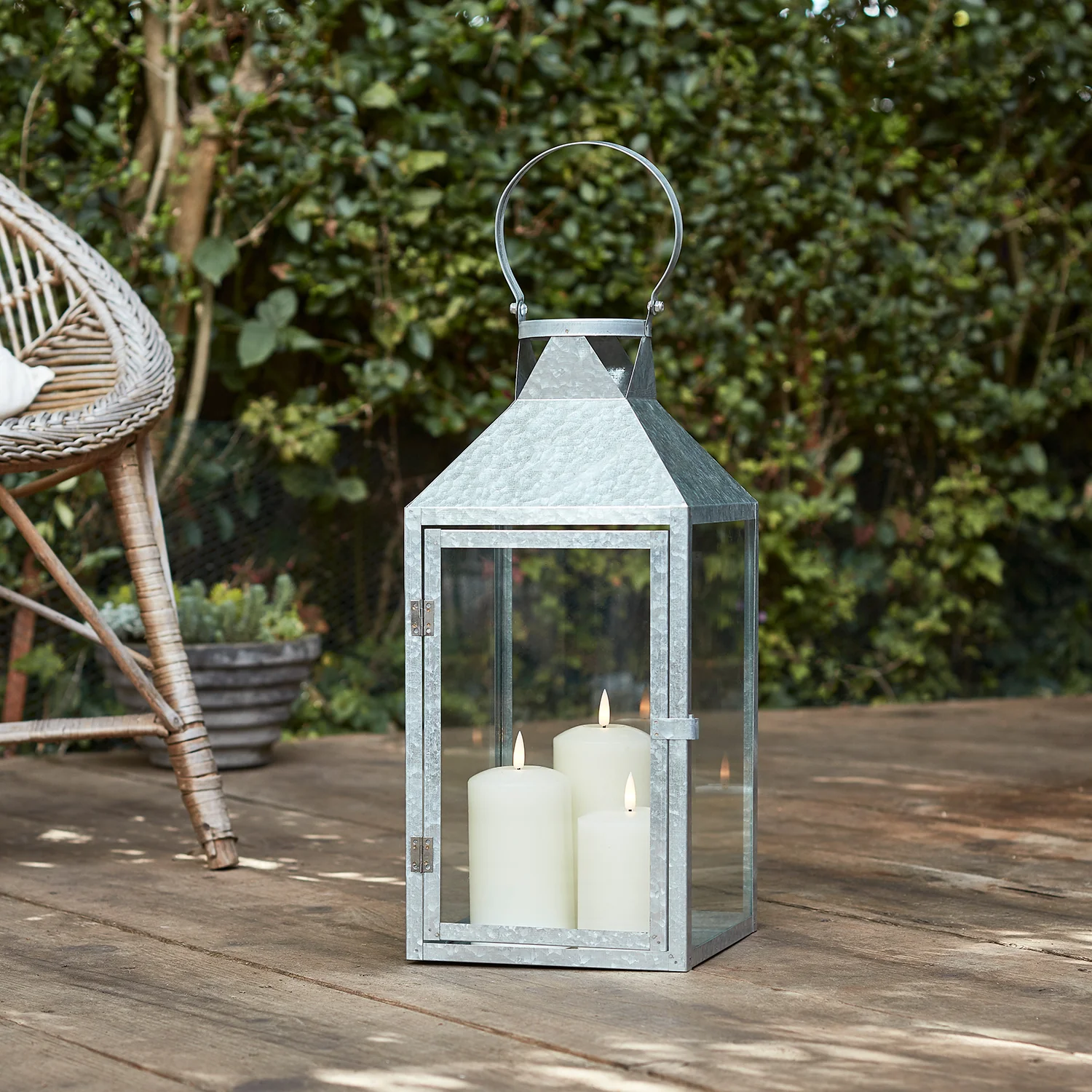 Hayle Large Metal Outdoor Lantern with TruGlow® Candle Trio - Image 4