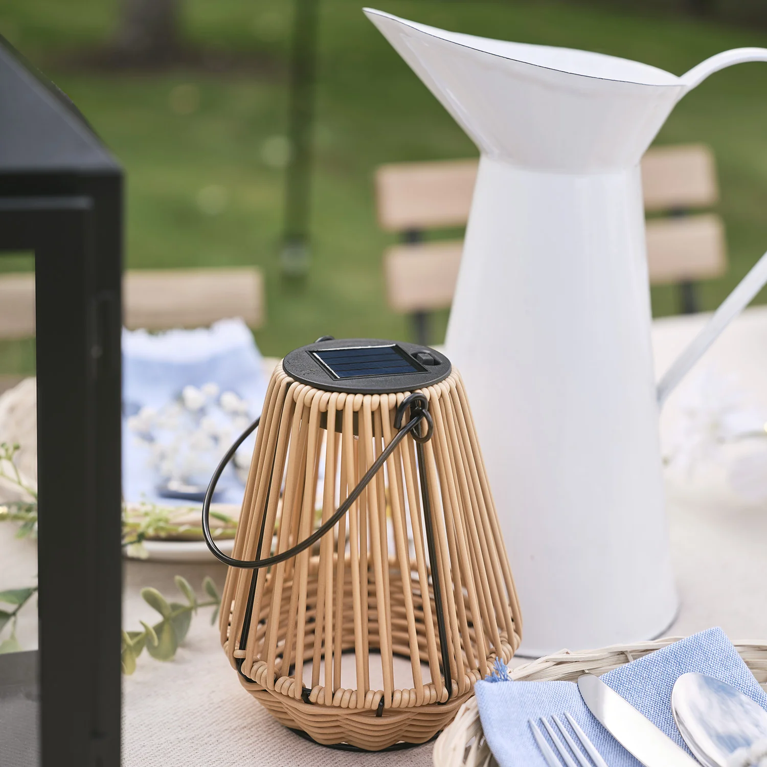 Hygge Wicker Style Solar Lantern - Image 5