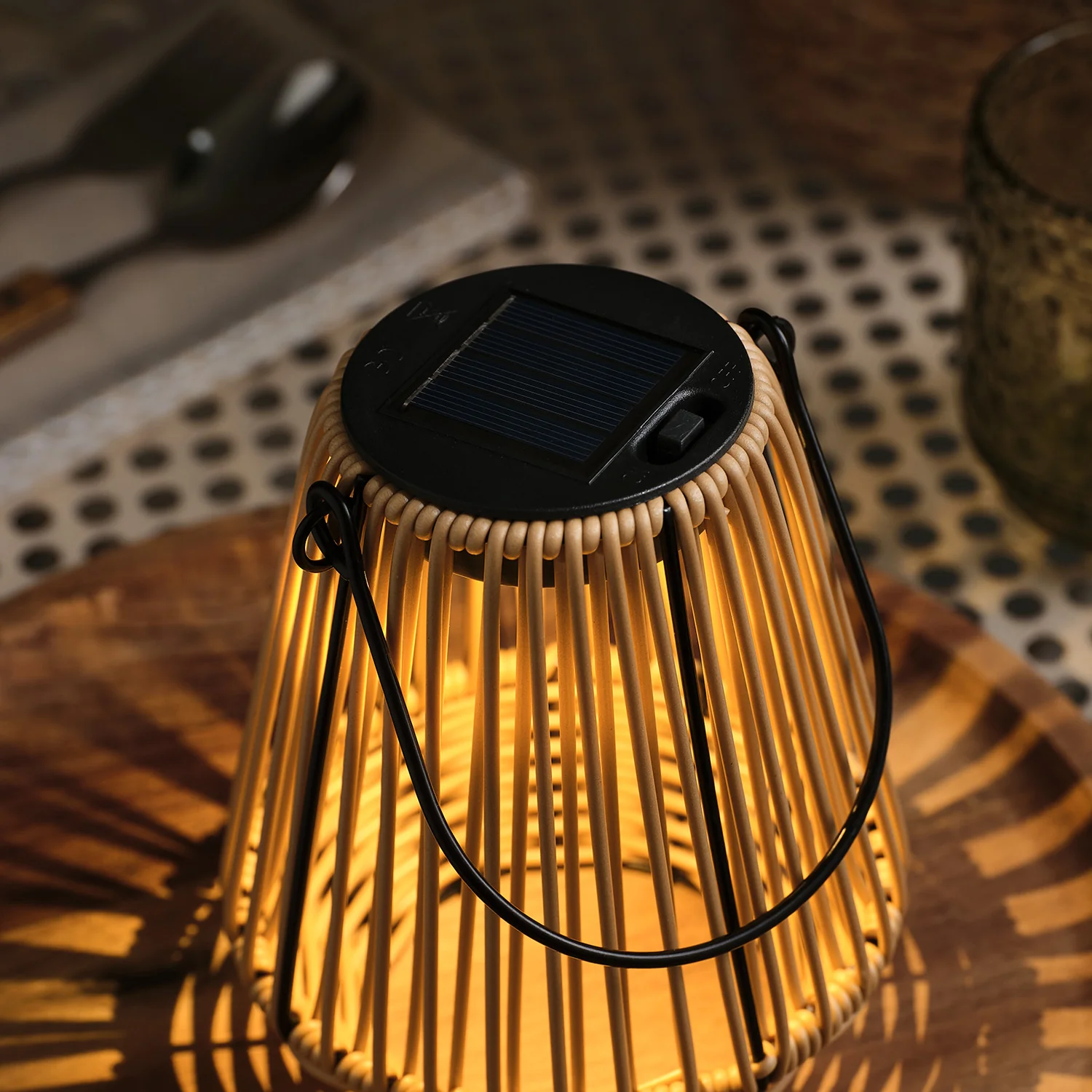 Hygge Wicker Style Solar Lantern - Image 6