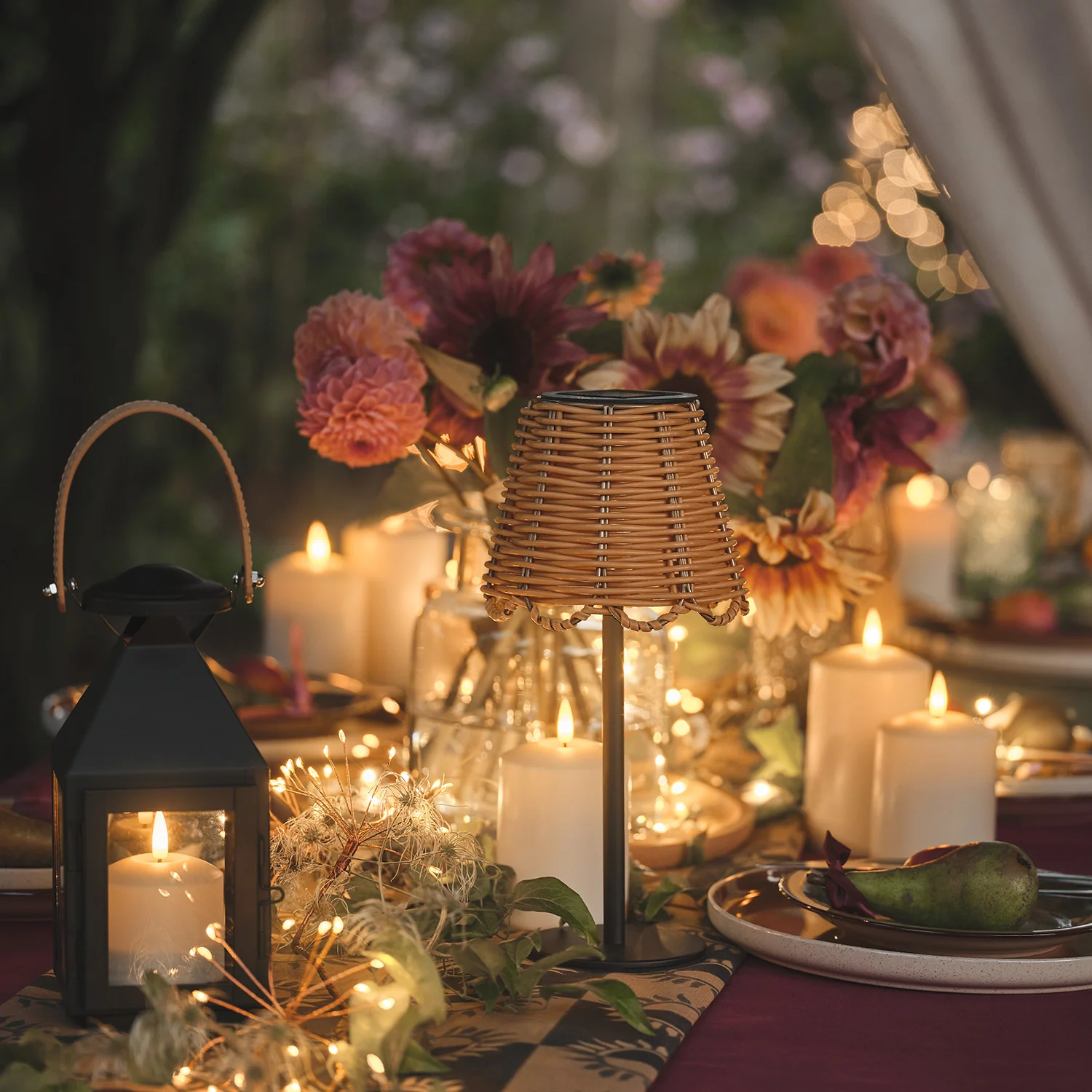 Kurv Bamboo Style Solar Table Lamp - Image 5