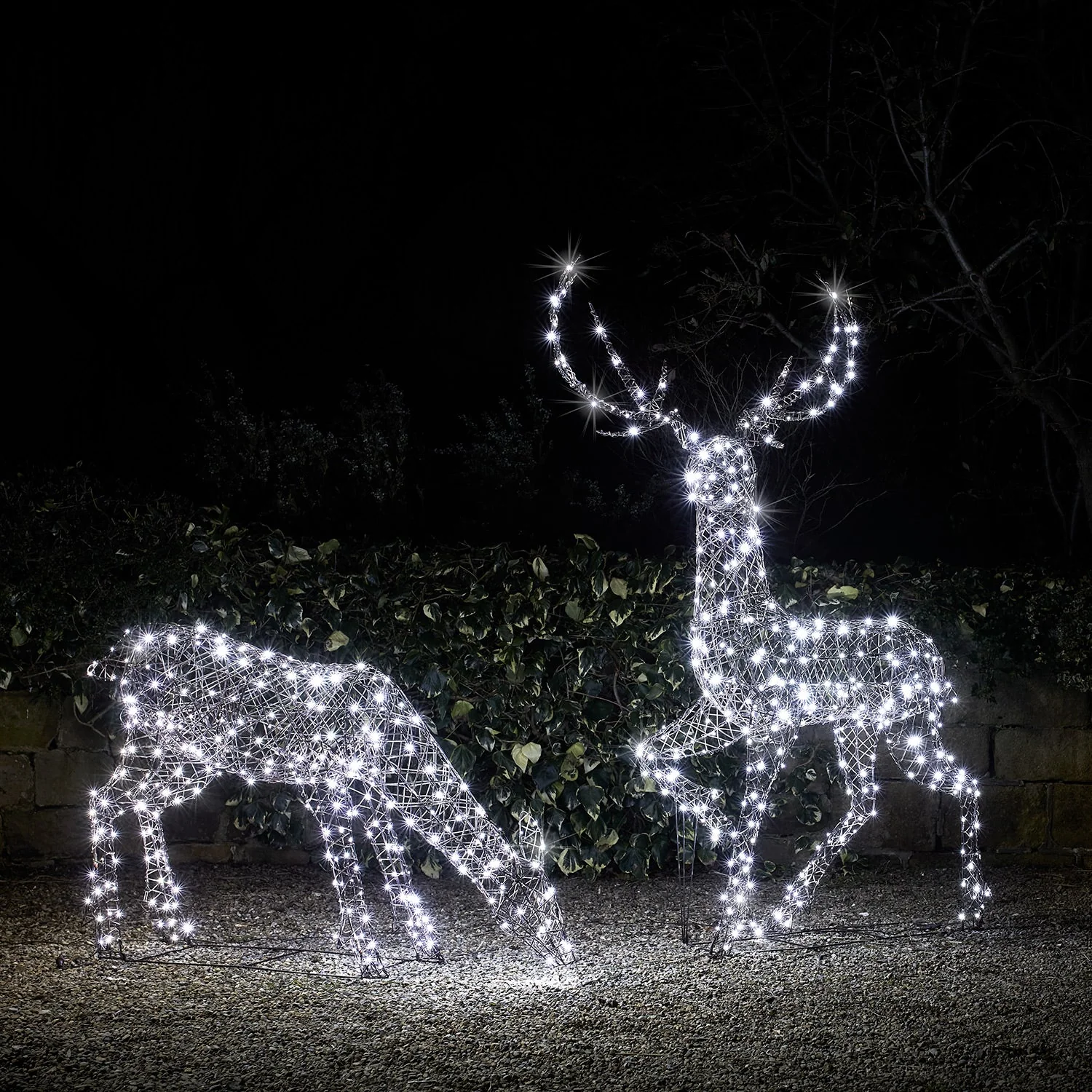 Large Studley Rattan Stag & Doe Dual Colour LED Light Up Reindeer 24v - Image 3