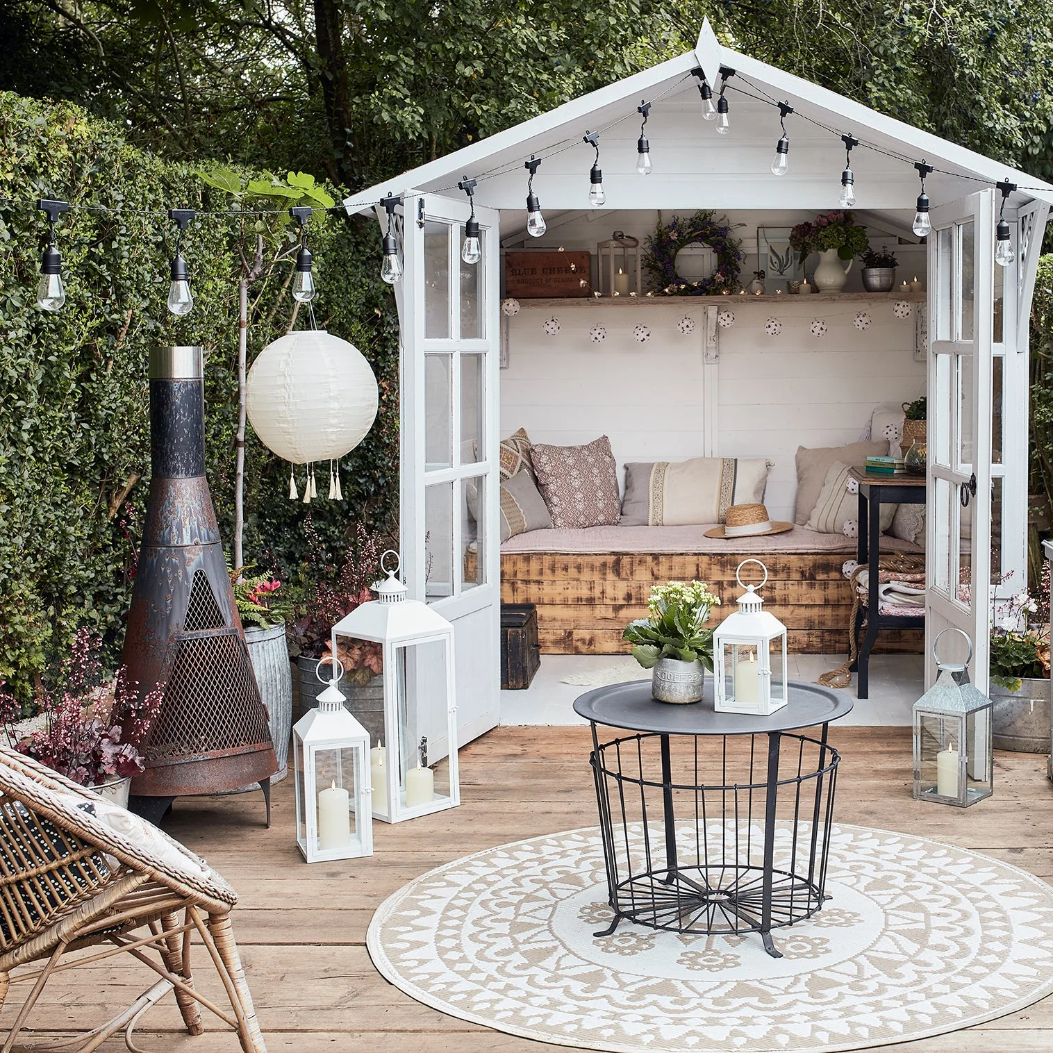 Perth Medium White Garden Lantern with TruGlow® Candle and Remote Control - Image 5
