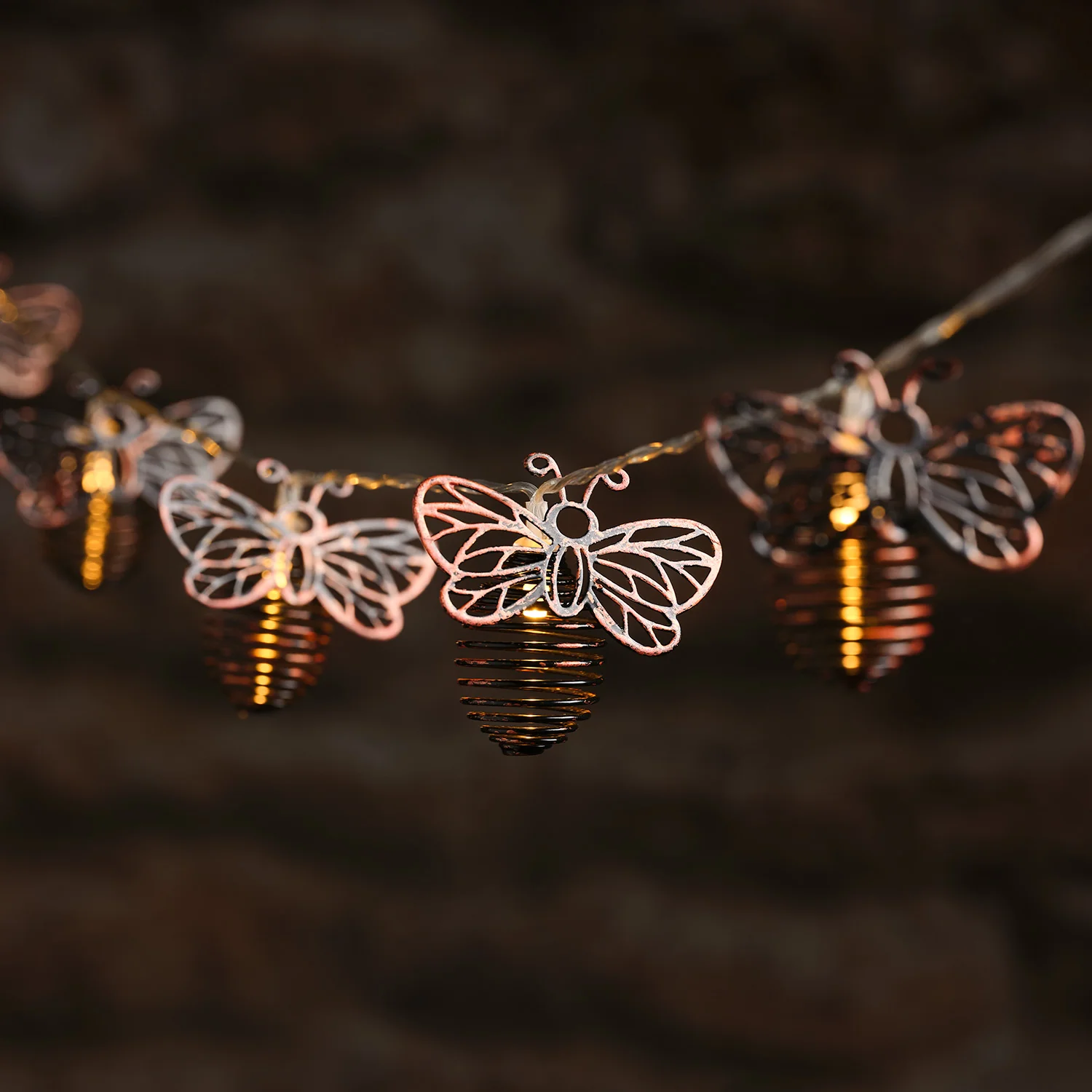 Metal Solar Bee Outdoor Fairy Lights - Image 2