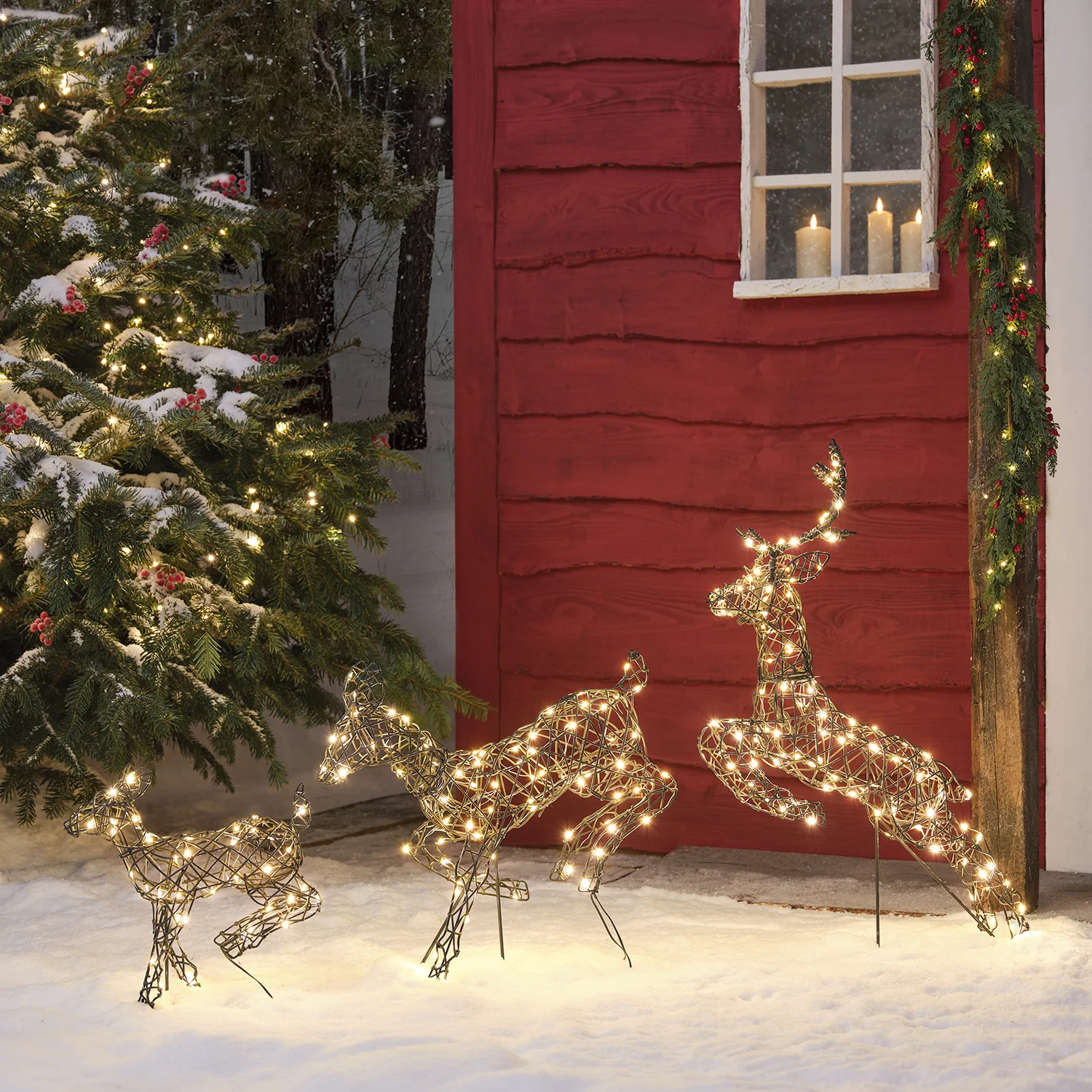 Mini Harlow Leaping Doe & Fawn Light Up Reindeer Duo - Image 7