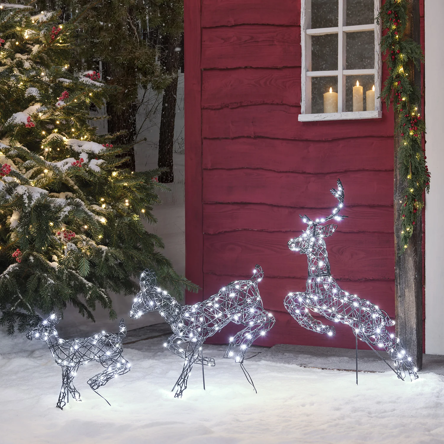 Mini Harlow Leaping Doe & Fawn Light Up Reindeer Duo - Image 8
