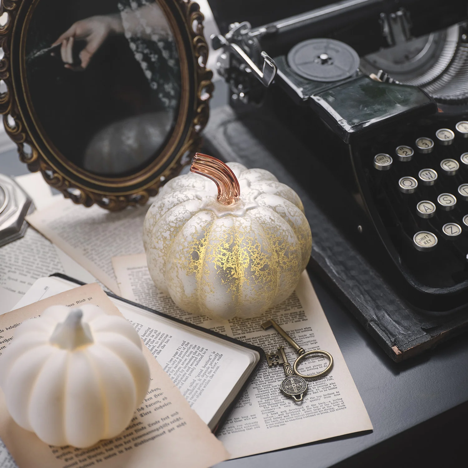 Mini Light Up Ceramic Pumpkin Trio - Image 8