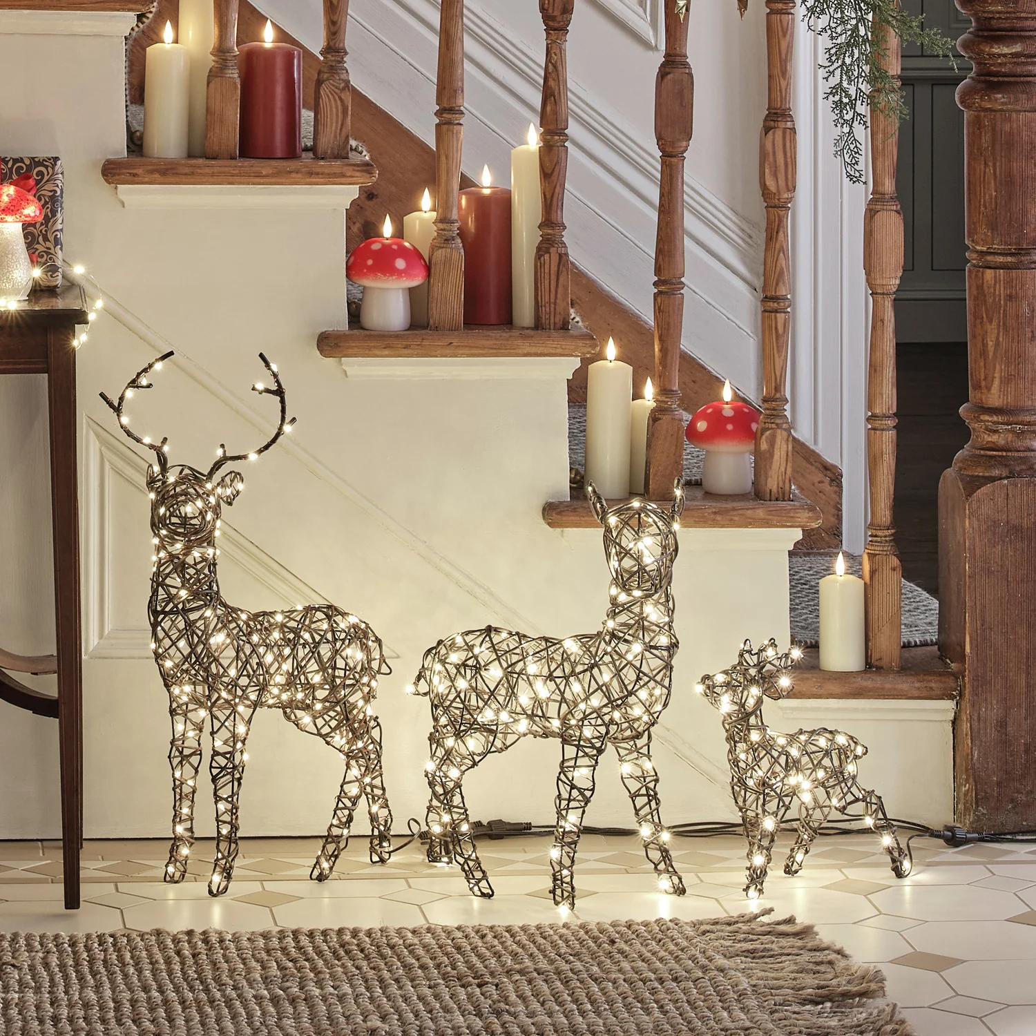 45cm Mini Studley Doe & Fawn LED Light Up Reindeer Duo - Image 2