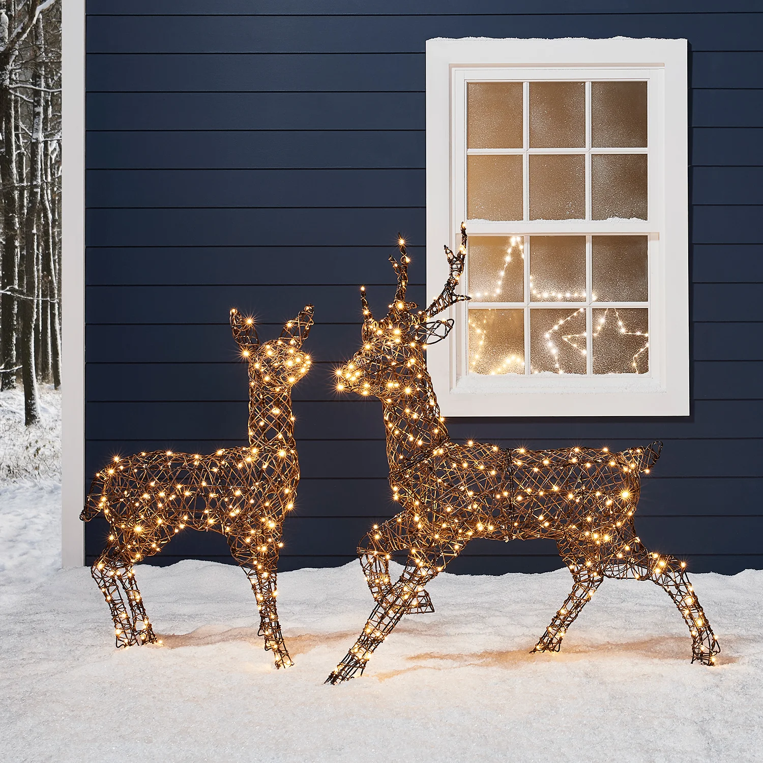 Studley Rattan Stag & Doe Light Up Reindeer Duo 24v - Image 2