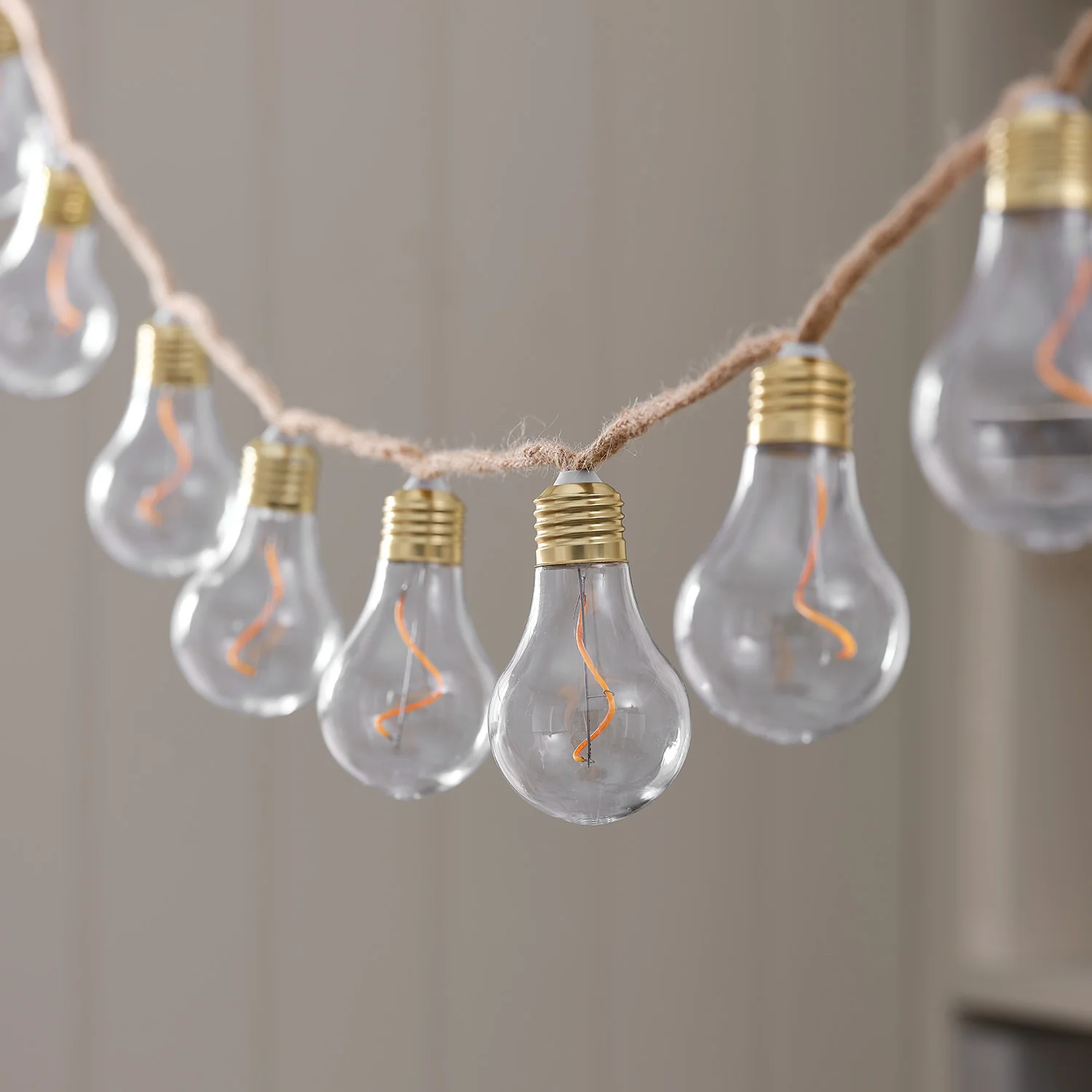 10 Natural Rope Outdoor Battery Festoon Lights - Image 3