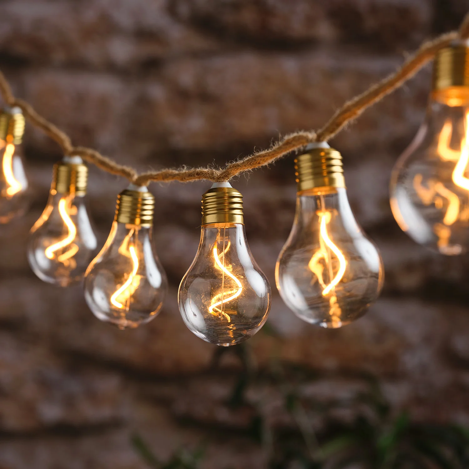10 Natural Rope Outdoor Battery Festoon Lights - Image 5