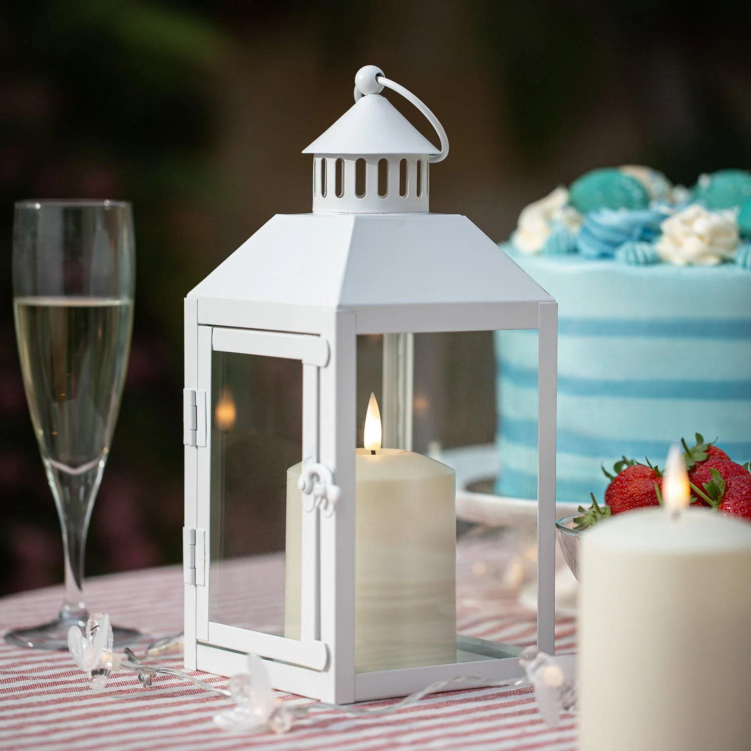 Perth White Garden Lantern with TruGlow® Candle - Image 10