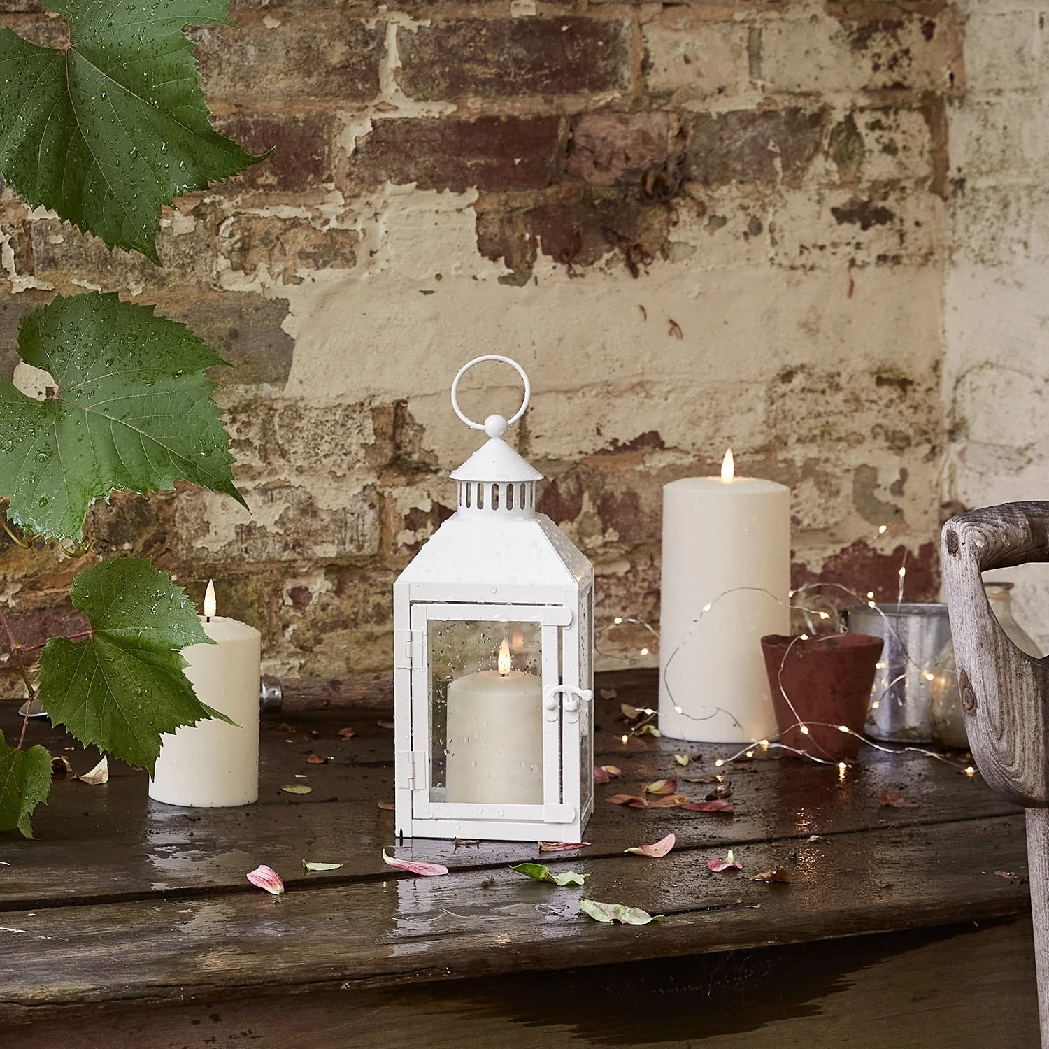 Perth White Garden Lantern with TruGlow® Candle - Image 5