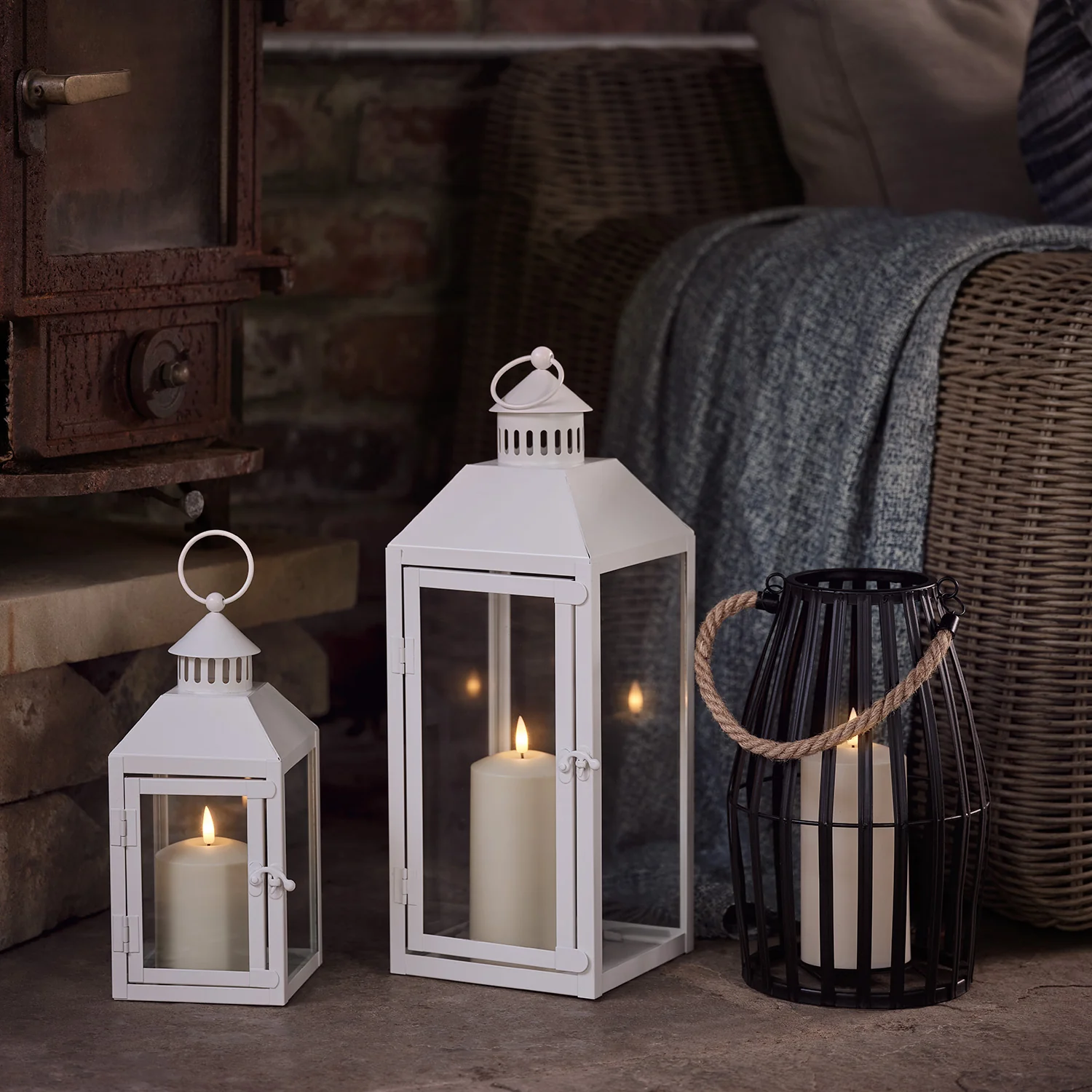 Perth White Garden Lantern Duo with TruGlow® Candles - Image 4