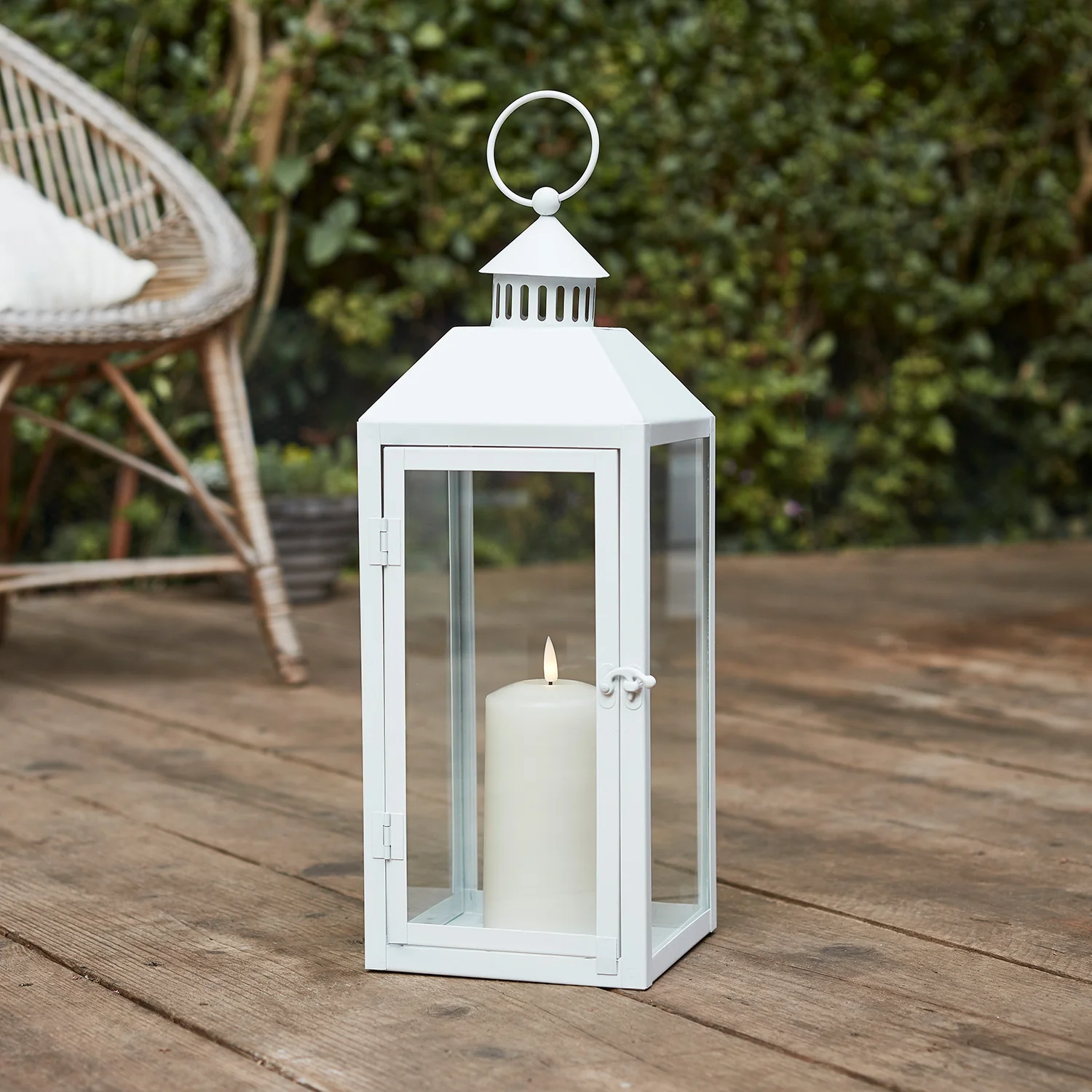 Perth White Garden Lantern Trio with TruGlow® Candles - Image 4