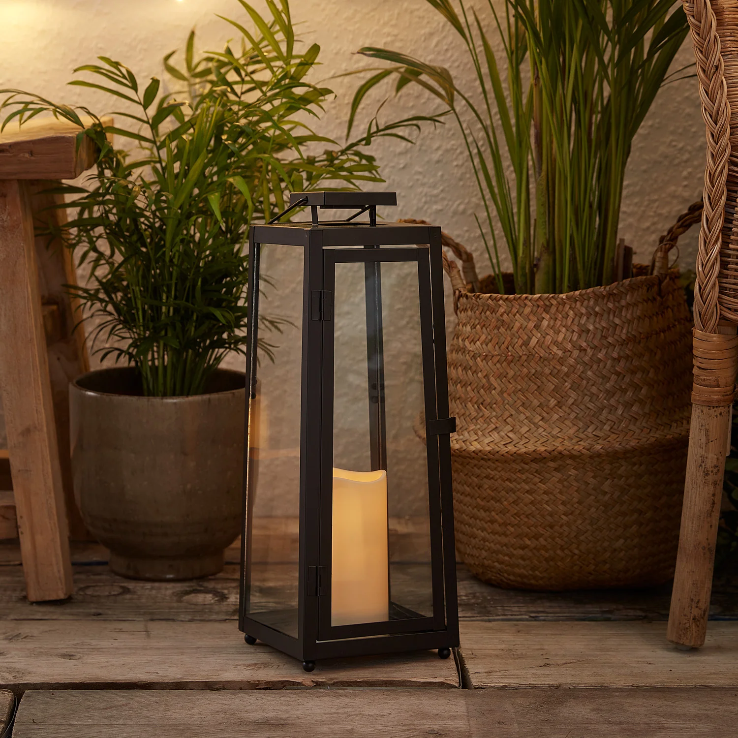 Porto Large Solar Metal Garden Lantern - Image 2