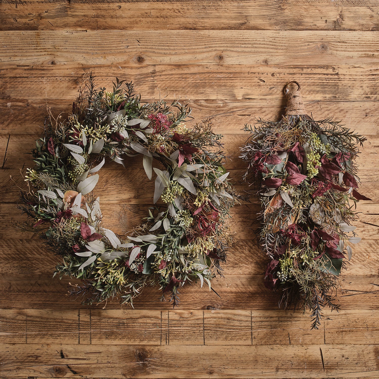 Pre Lit Autumn Winter Wreath & Bough - Image 2