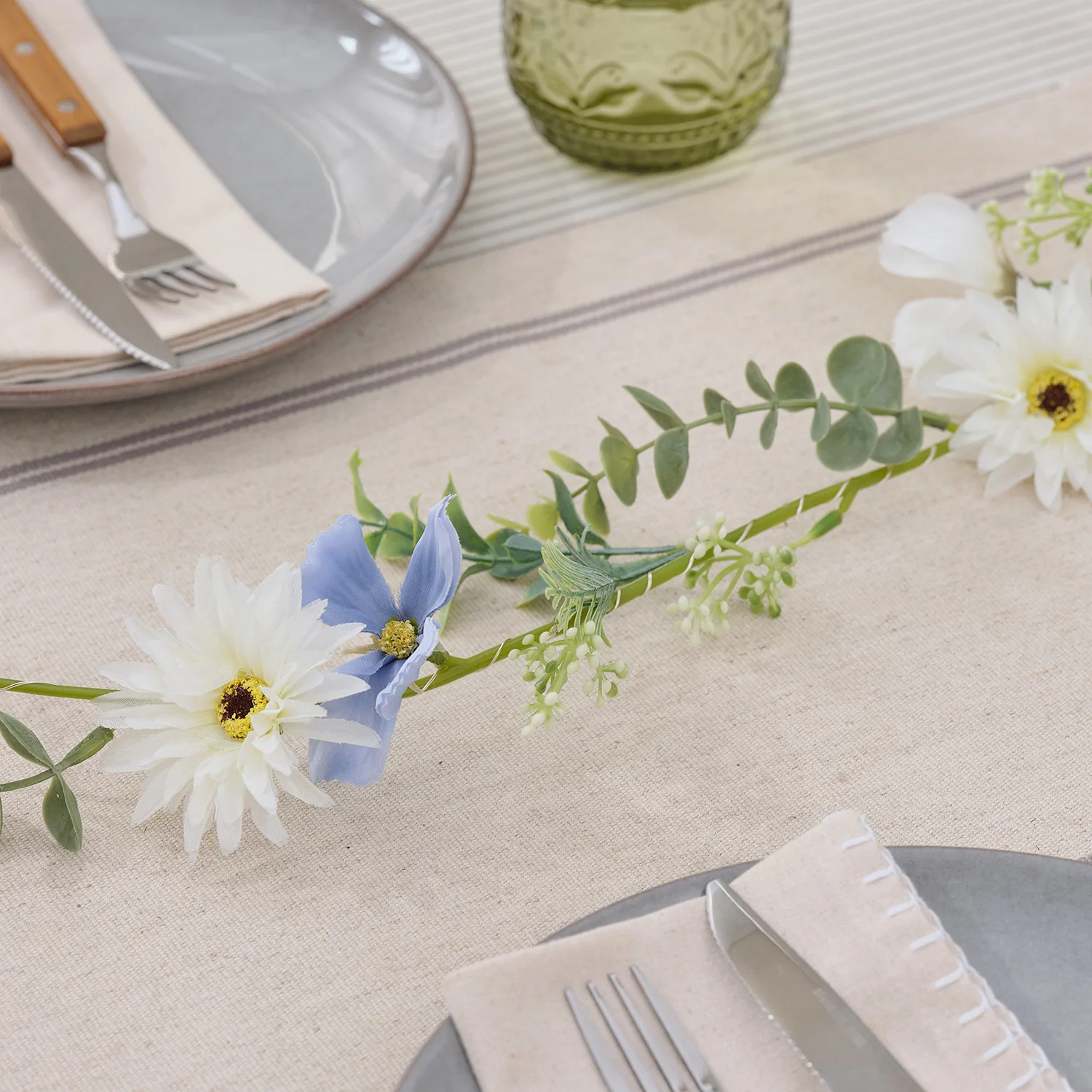1.75m Pre Lit Blue Bloom Outdoor Garland - Image 2