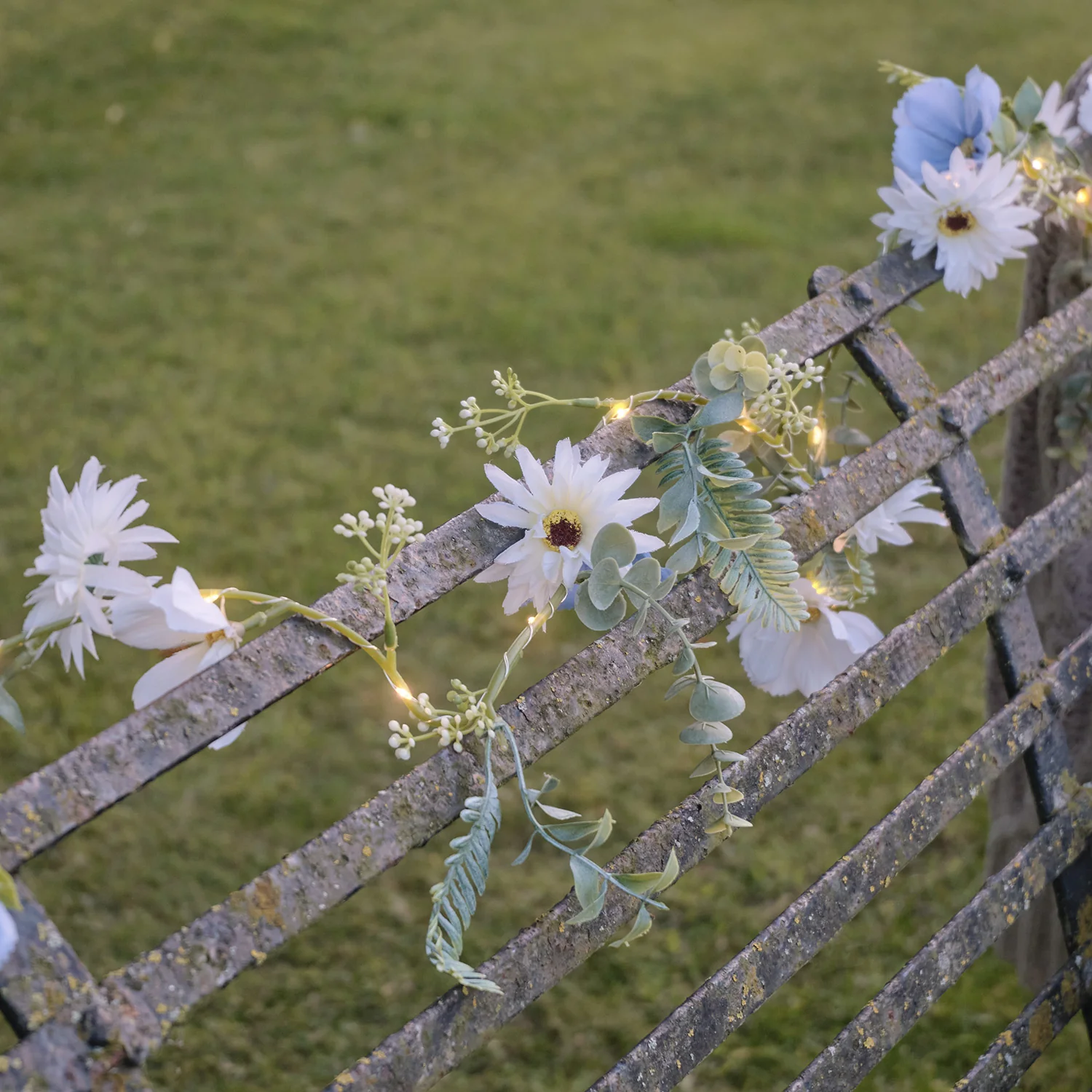 1.75m Pre Lit Blue Bloom Outdoor Garland - Image 6