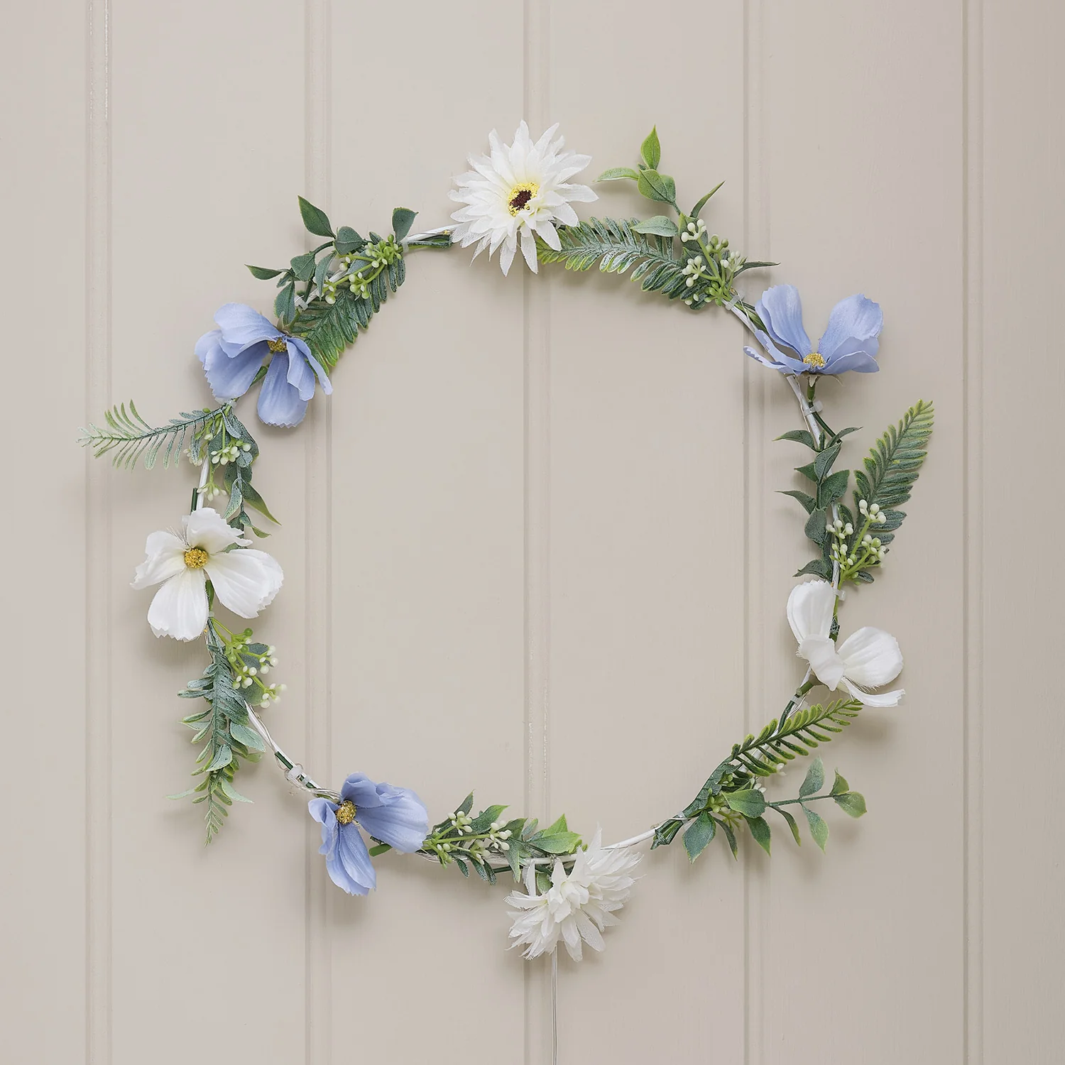 30cm Pre Lit Blue Bloom Outdoor Wreath - Image 3