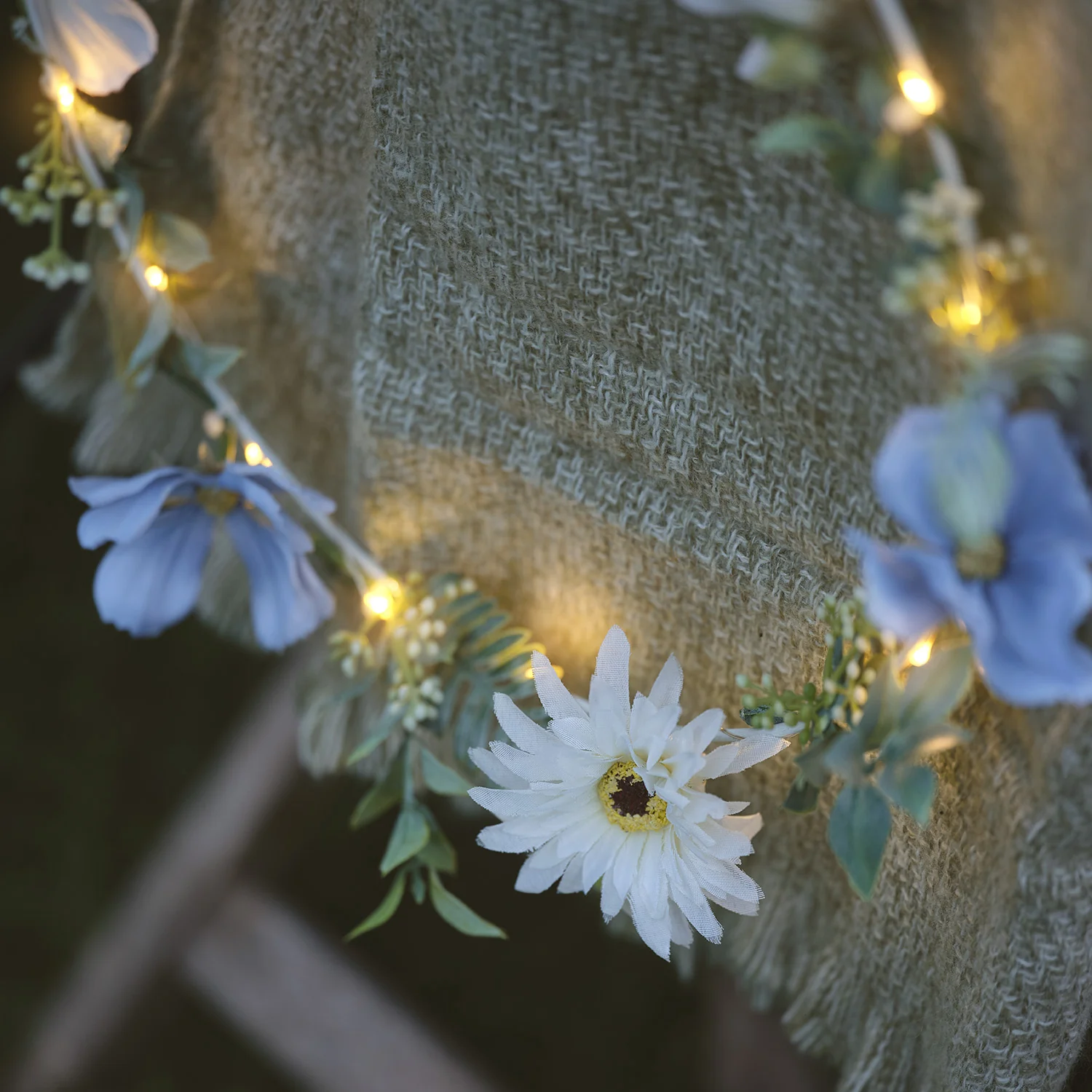 30cm Pre Lit Blue Bloom Outdoor Wreath - Image 4
