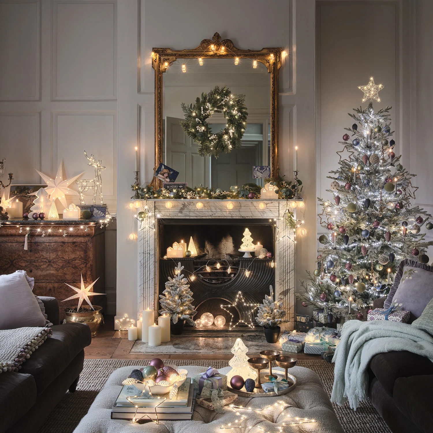 1.5m Pre Lit Eucalyptus & White Berry Christmas Garland - Image 8