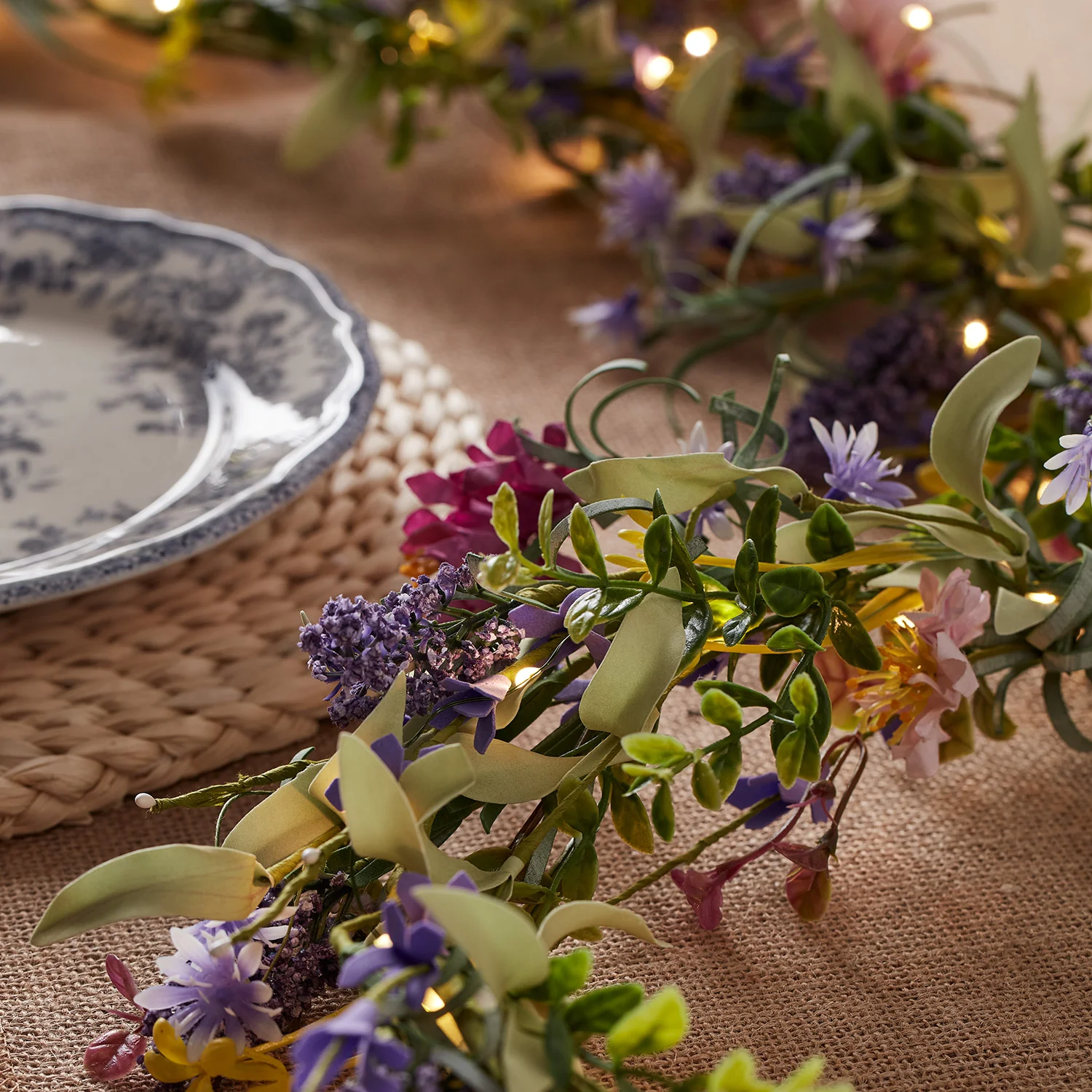 Pre Lit Spring Lavender Garland - Image 3