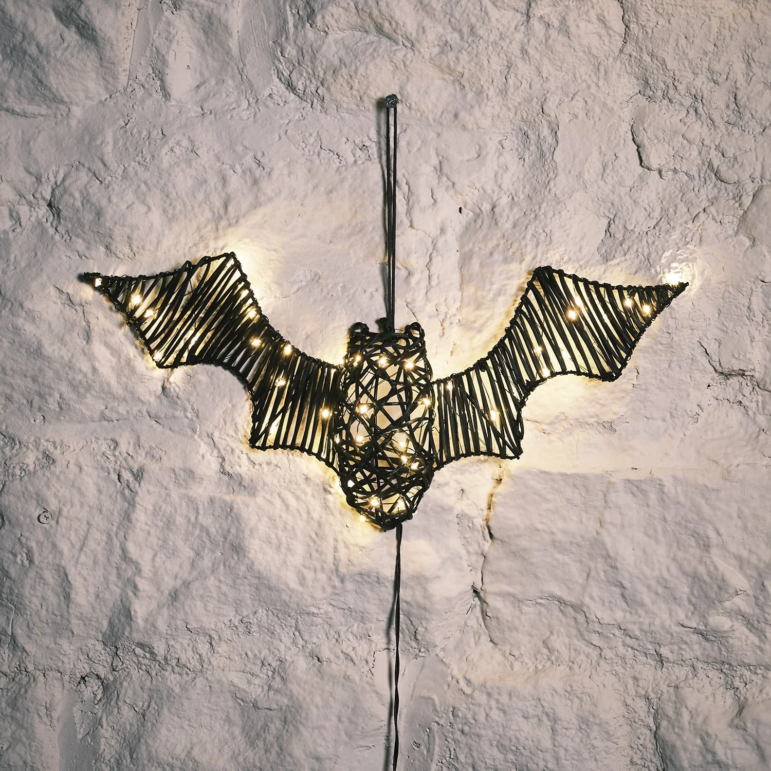 Rattan Black Bat Light Up Halloween Figure - Image 2