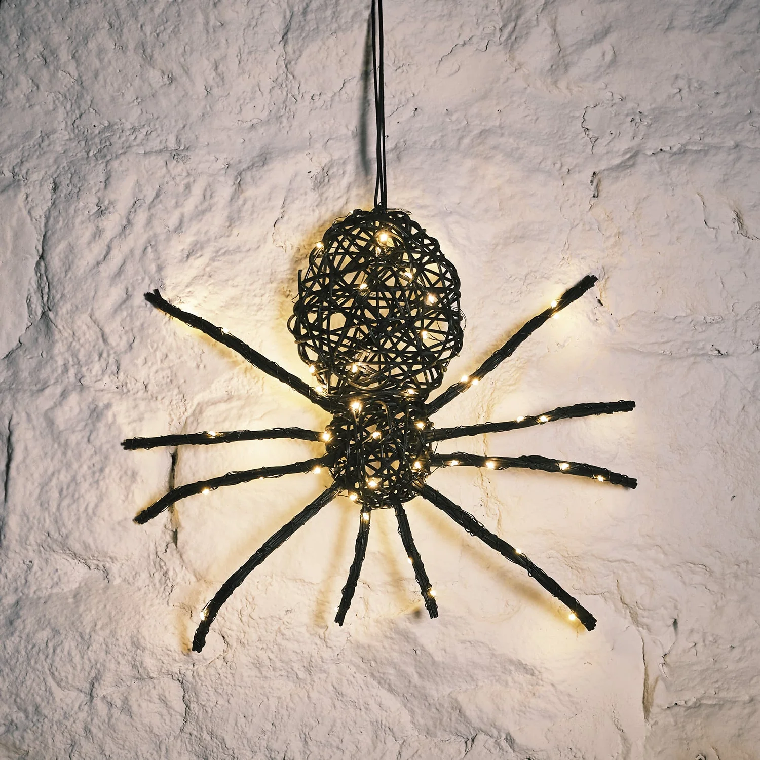 Rattan Black Spider Light Up Halloween Figure - Image 2