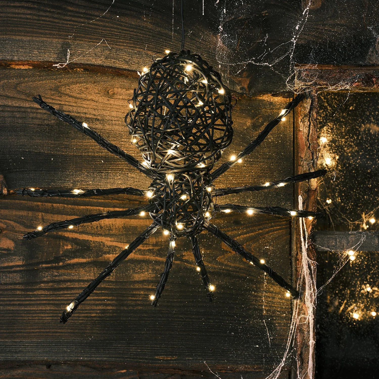 Rattan Black Spider Light Up Halloween Figure - Image 3