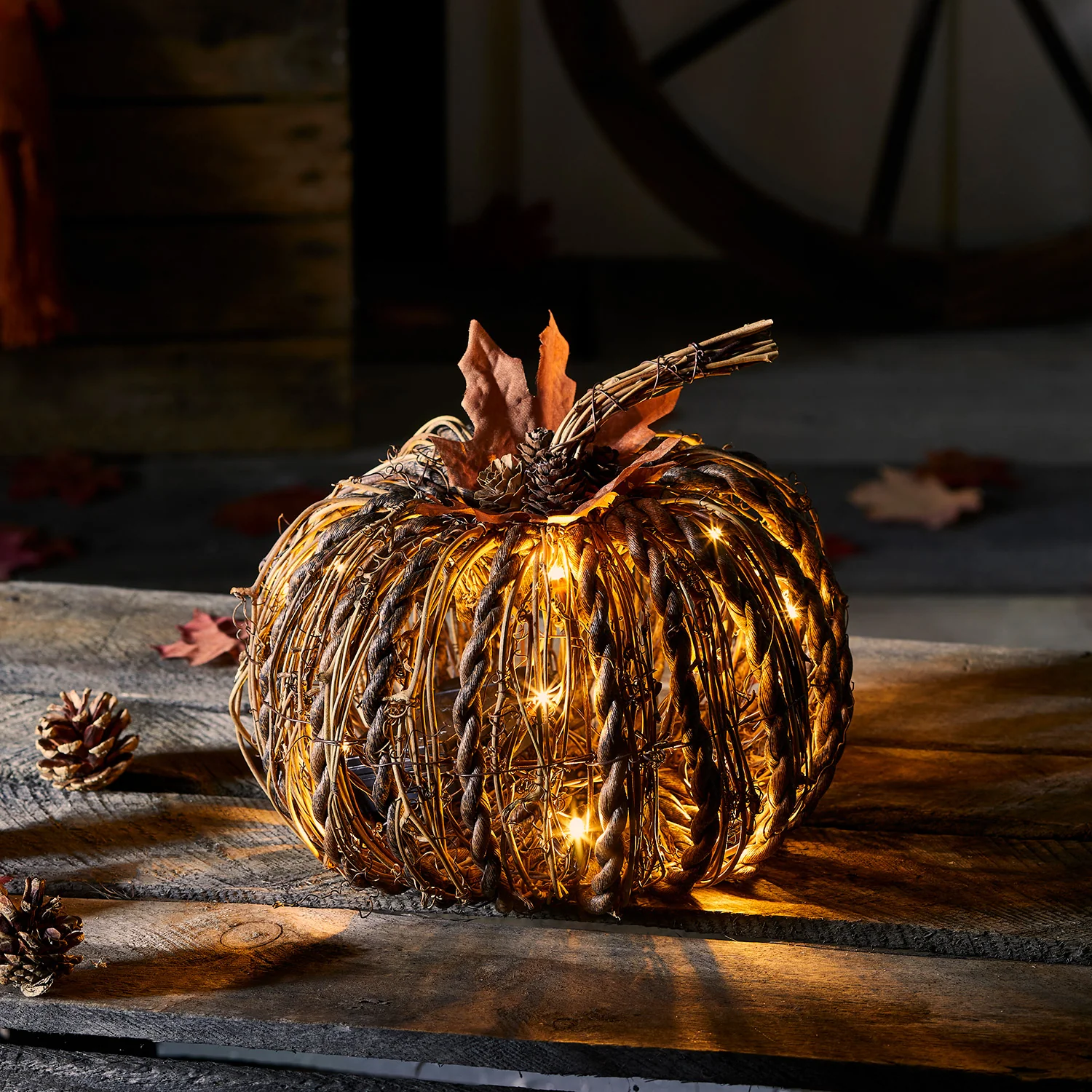 Rattan LED  Pumpkin - Image 4