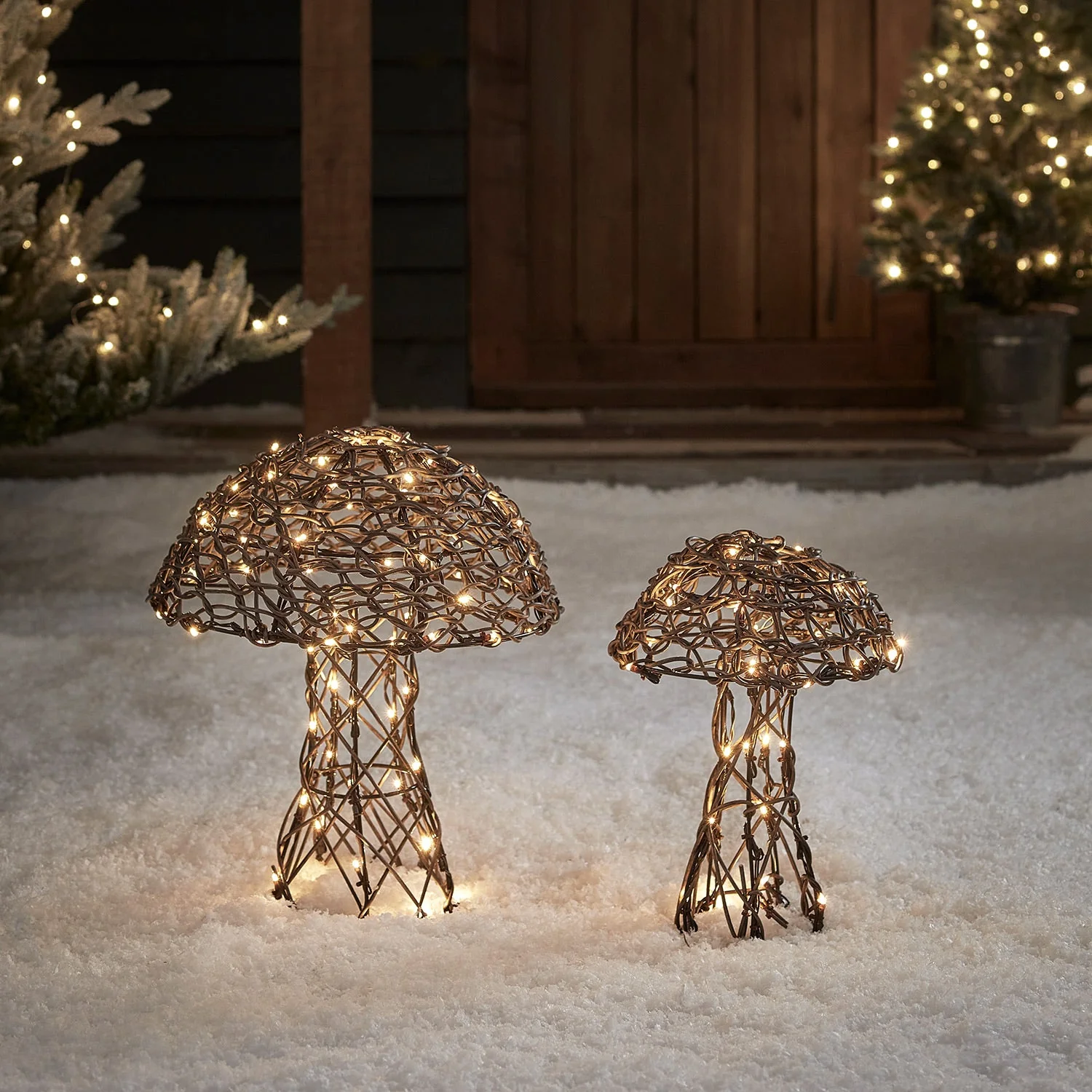 Rattan Mushroom Garden Light Duo - Image 4