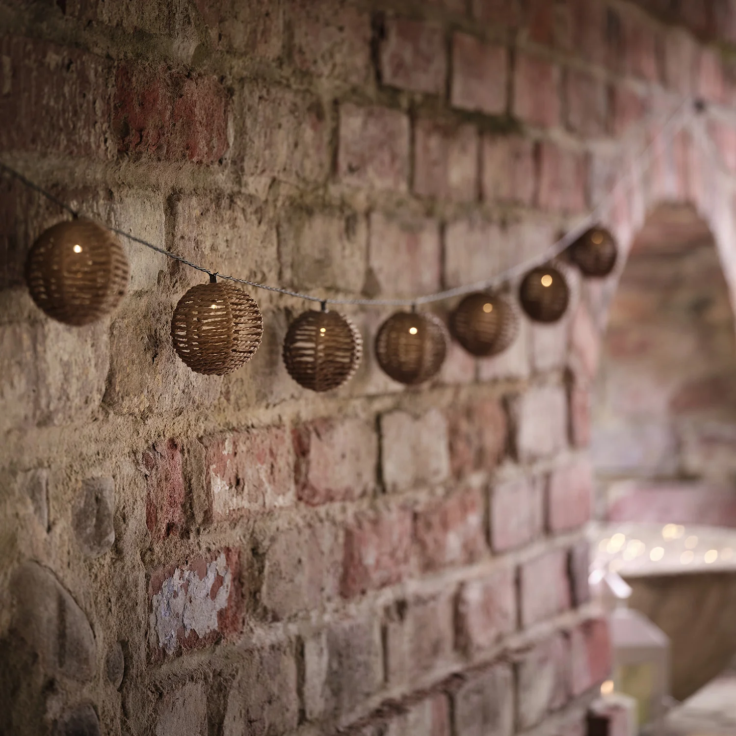 10 Rattan Sphere Solar Fairy Lights - Image 3