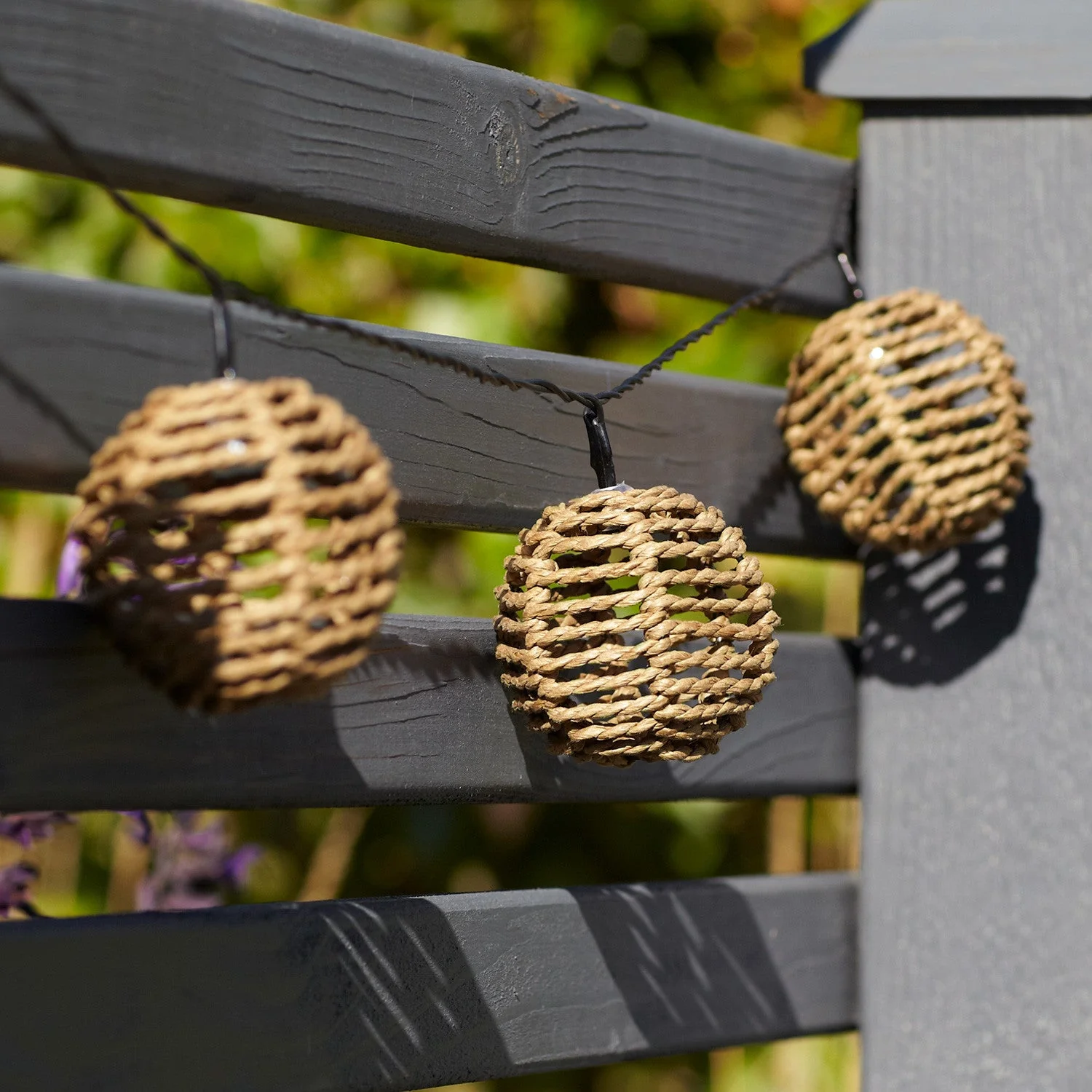 10 Rattan Sphere Solar Fairy Lights - Image 4