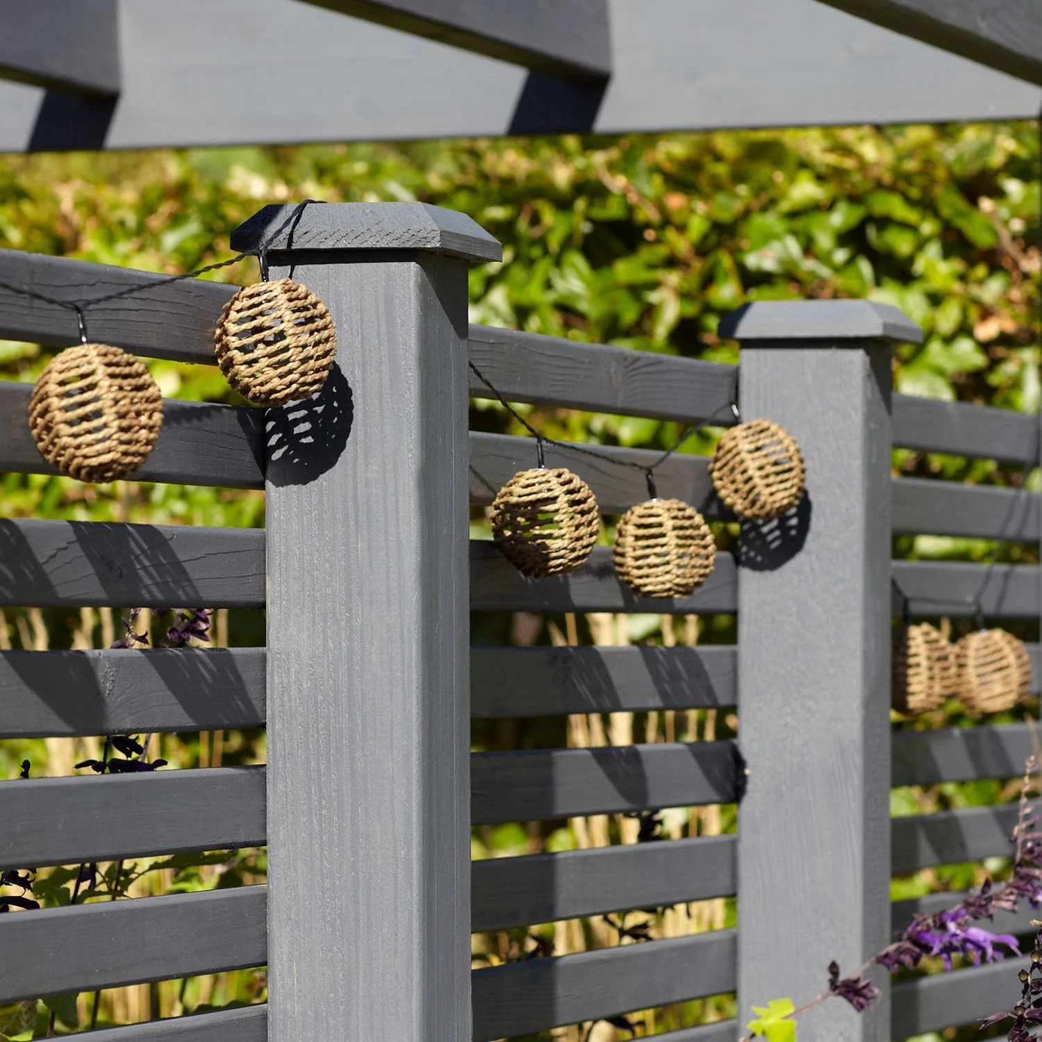 10 Rattan Sphere Solar Fairy Lights - Image 5