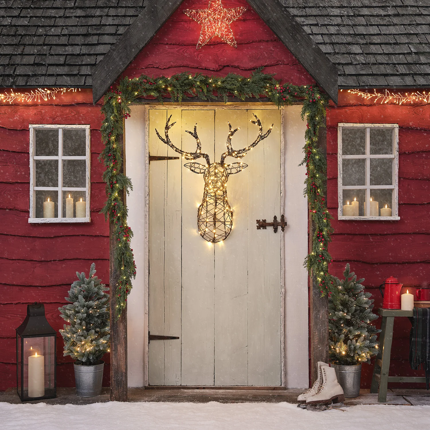 84cm Studley Rattan Stag's Head LED Wall Light - Image 5