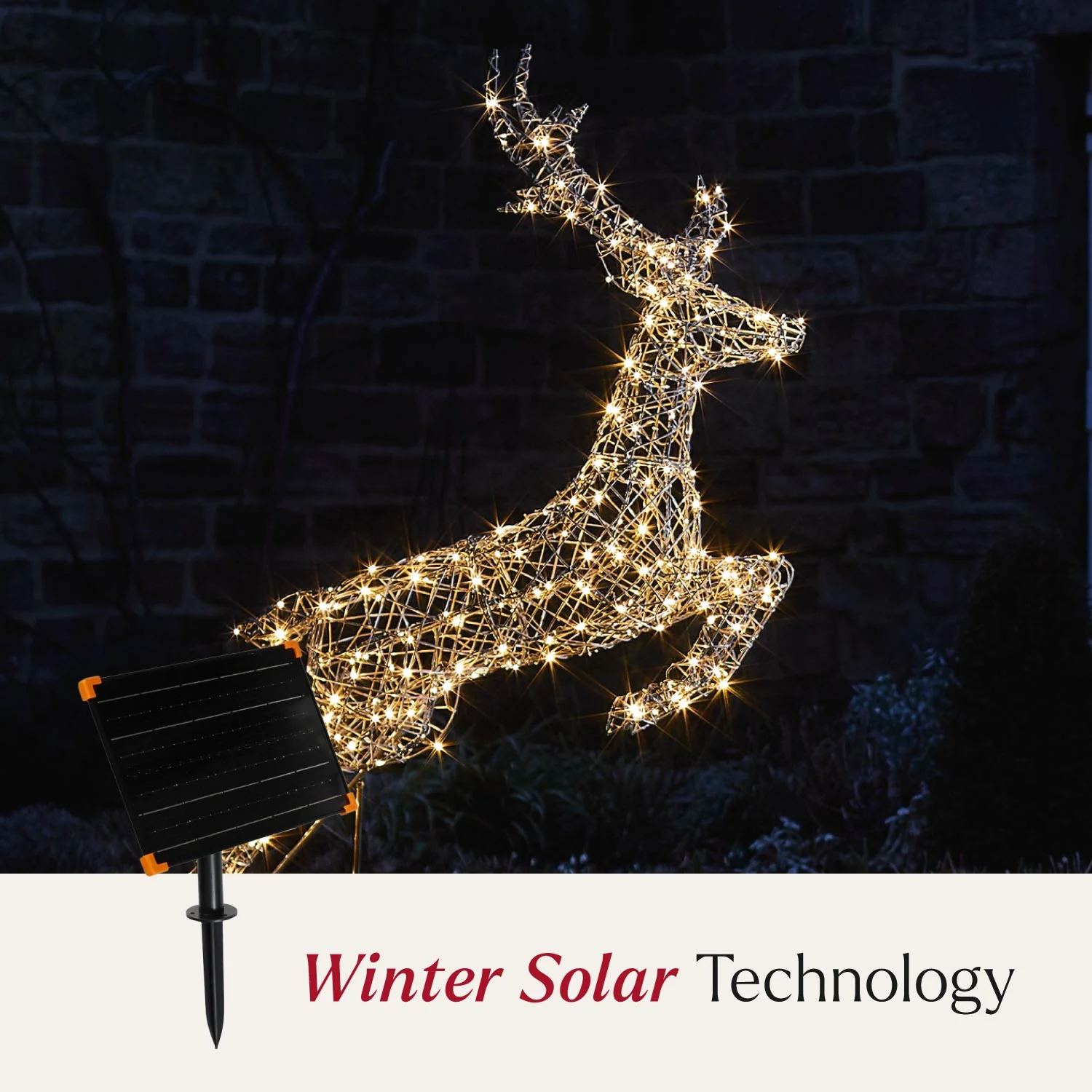 Solar Powered Regular Harlow Rattan Stag Dual Colour LED Light Up Reindeer - Image 2