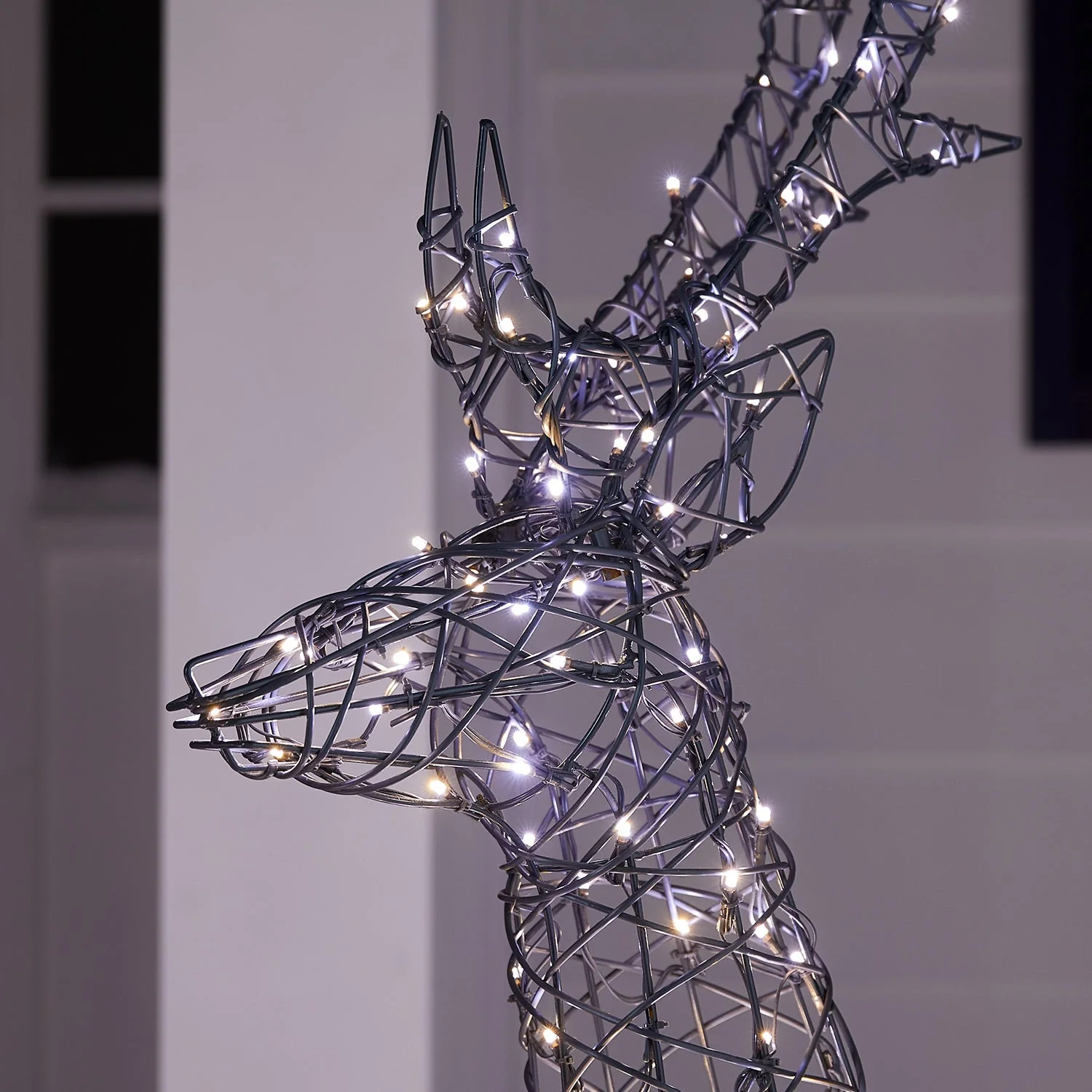 1.4m Regular Harlow Rattan Stag Dual Colour LED Light Up Reindeer - Image 5