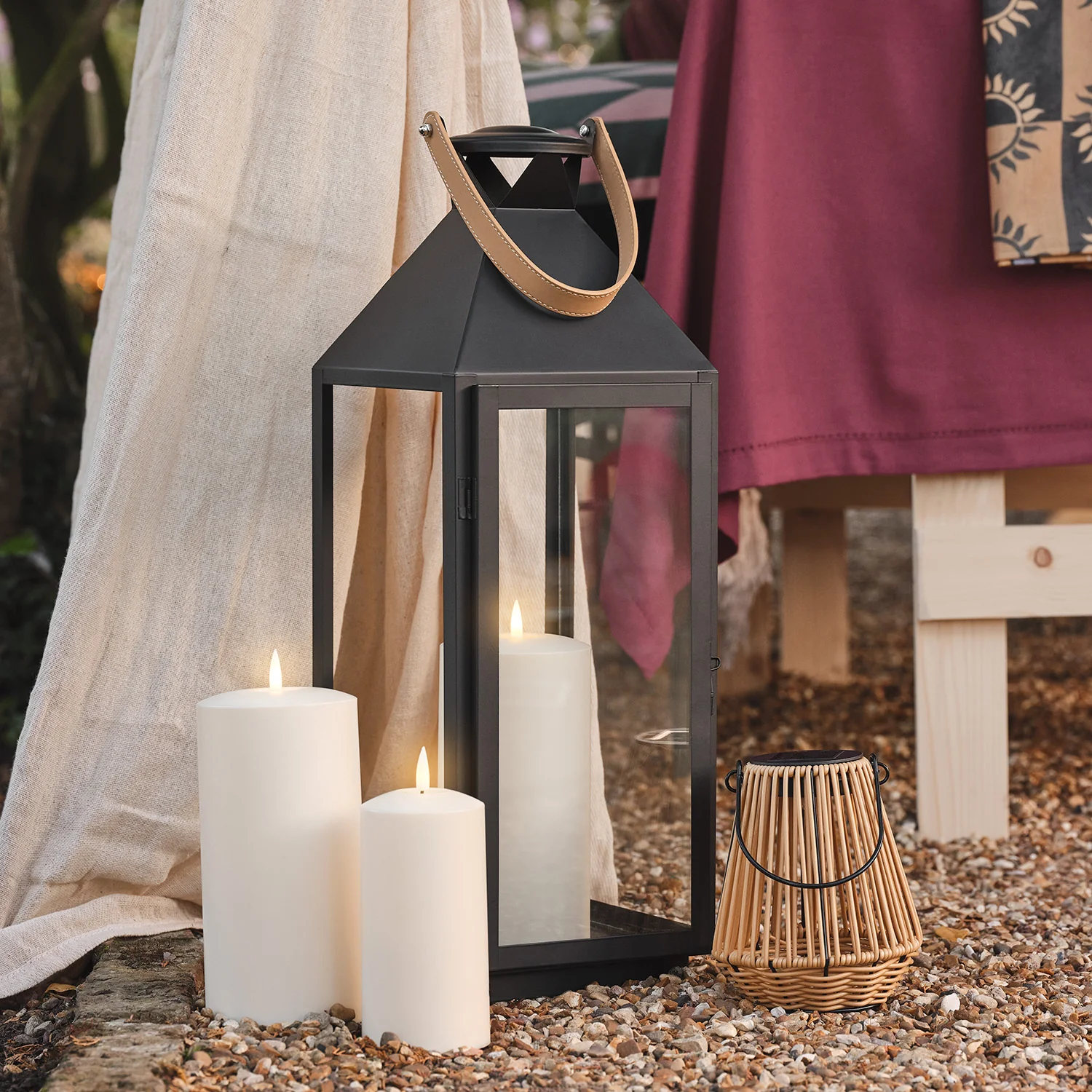 Brixham Leather Handle Lantern Duo with TruGlow® Candles - Image 4