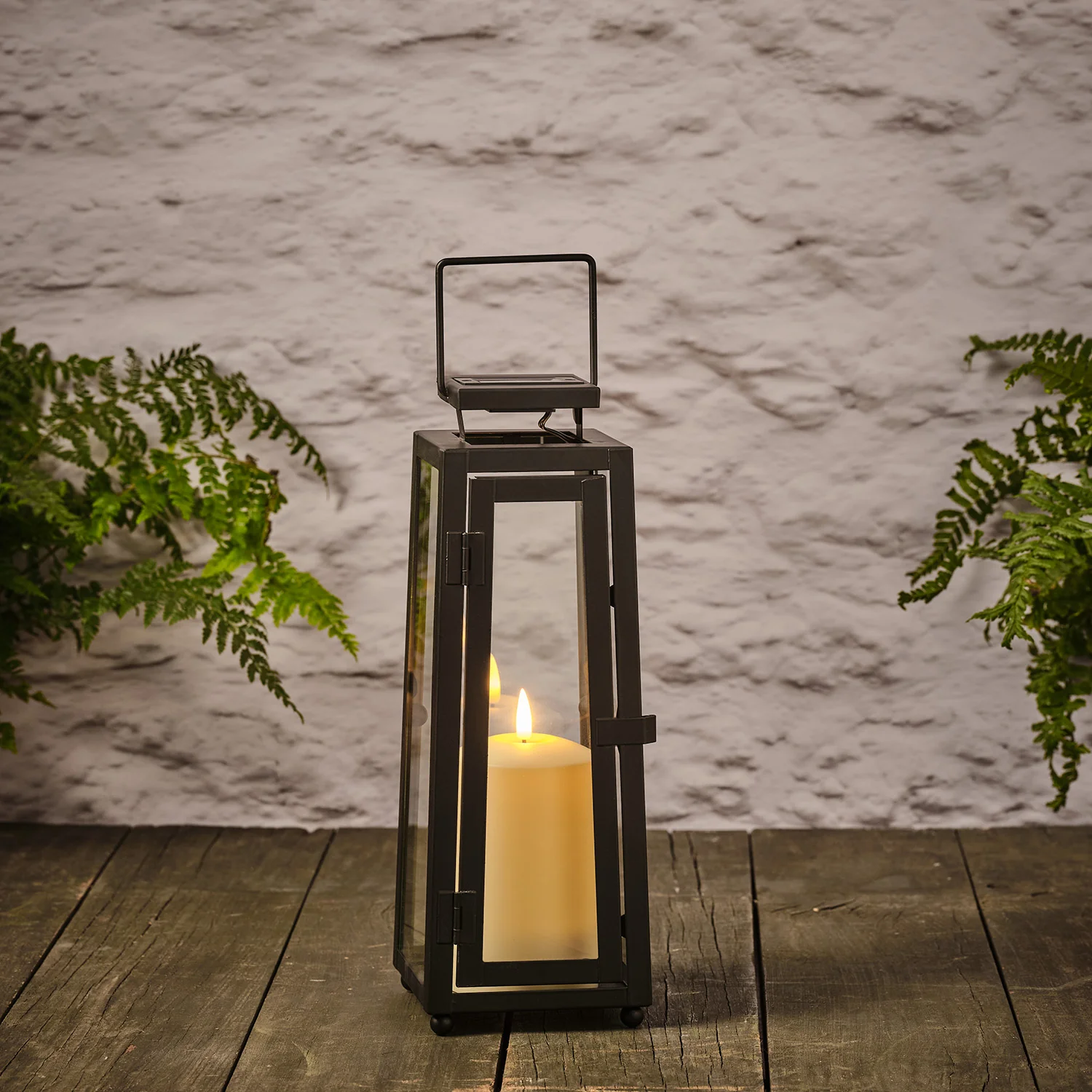 Regular Porto Solar Metal Lantern with TruGlow® Candle - Image 2