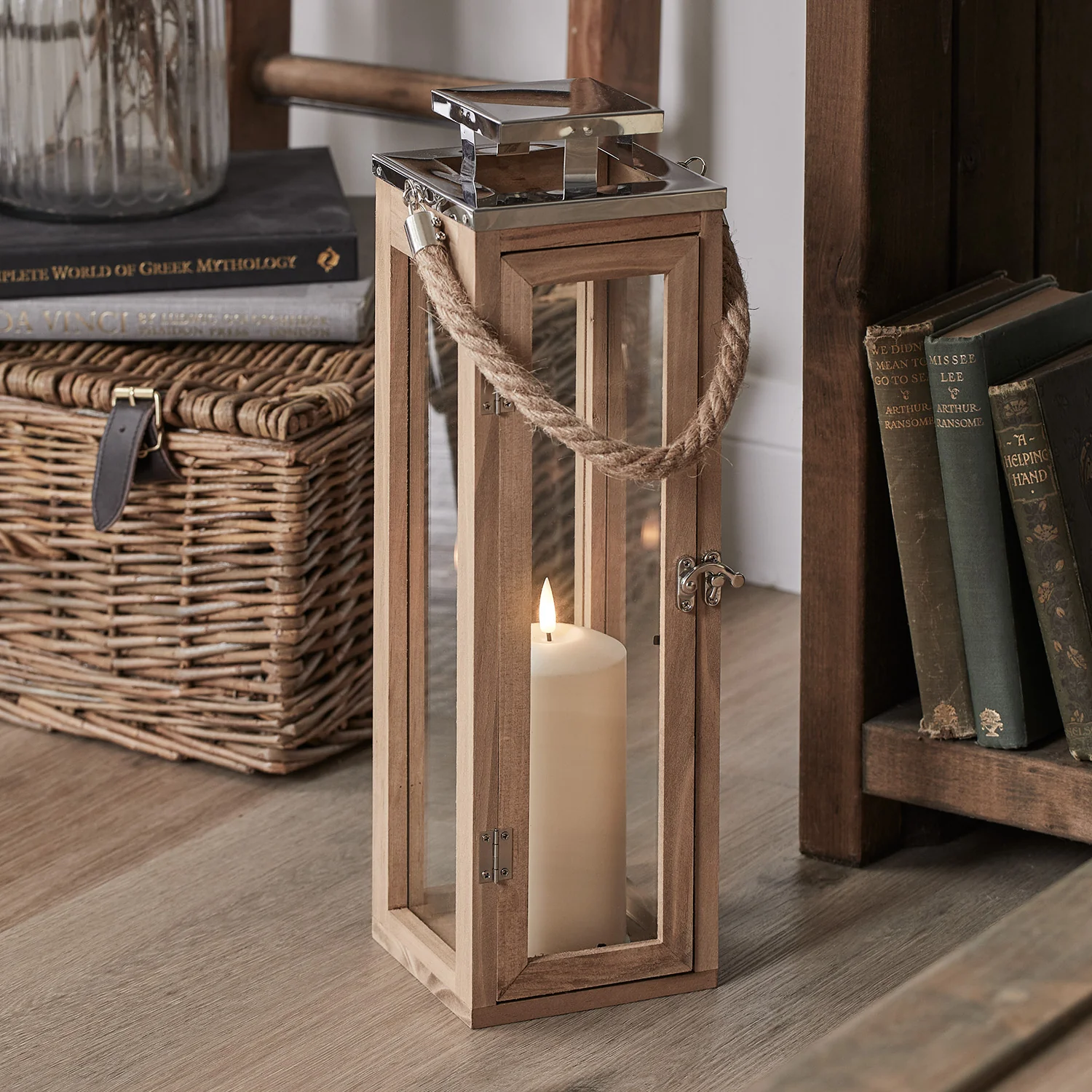 Salcombe Wooden Lantern Trio with TruGlow® LED Candles - Image 2