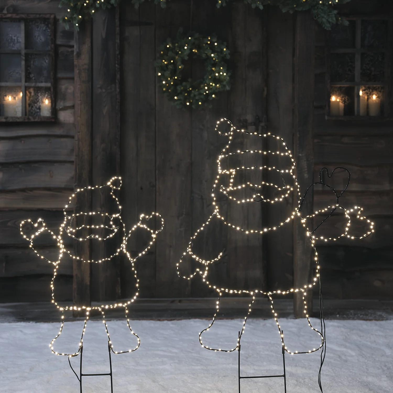 Santa Claus Outline Micro LED Stake Light Duo - Image 2