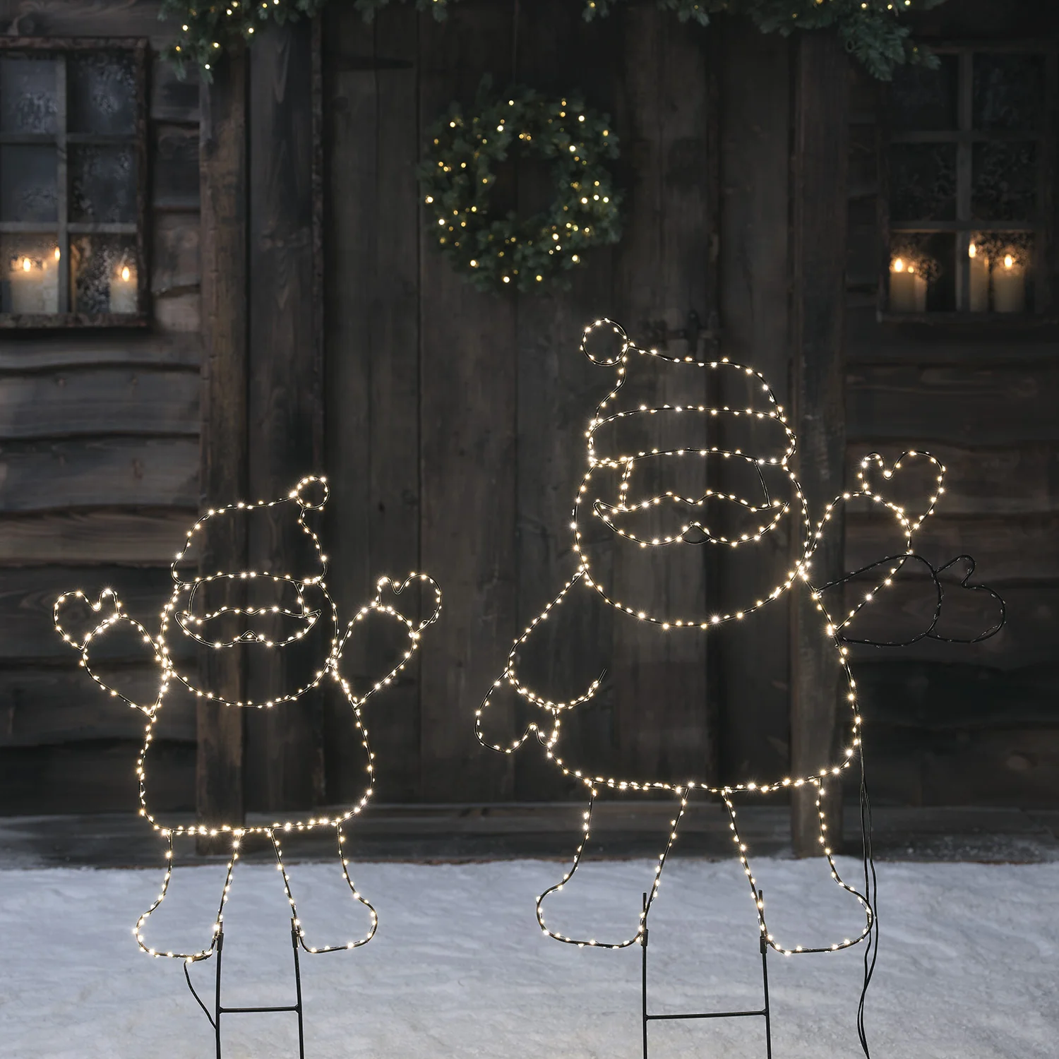 Santa Claus Outline Micro LED Stake Light Duo - Image 6