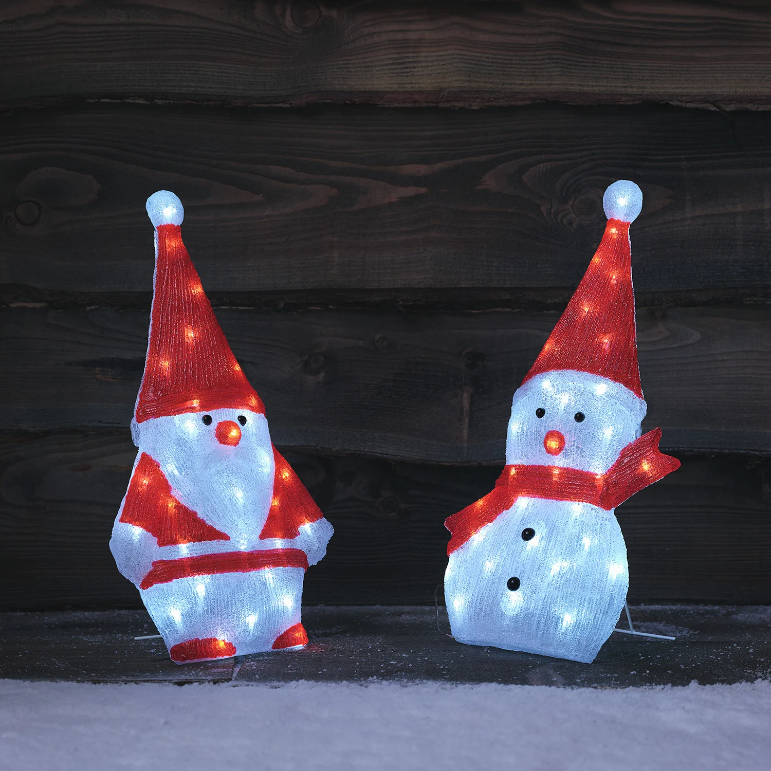 51cm Santa & Snowman LED 2D Acrylic Figure Duo - Image 2