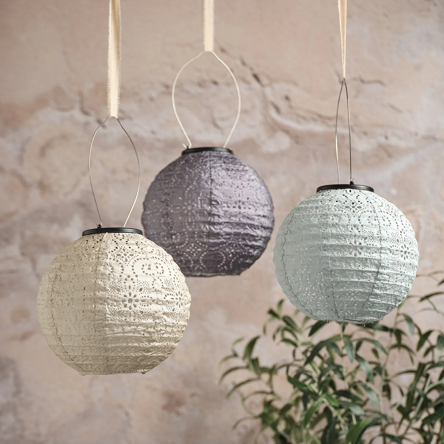 Set of 3 Scandi Tyvek Solar Lanterns - Image 2