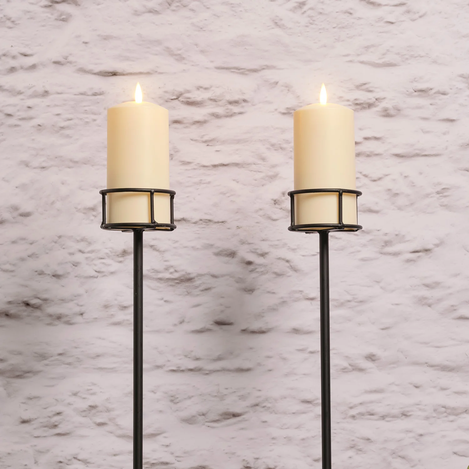 Set of 2 Adjustable Outdoor Candle Stakes with TruGlow® Pillar Candles - Image 3