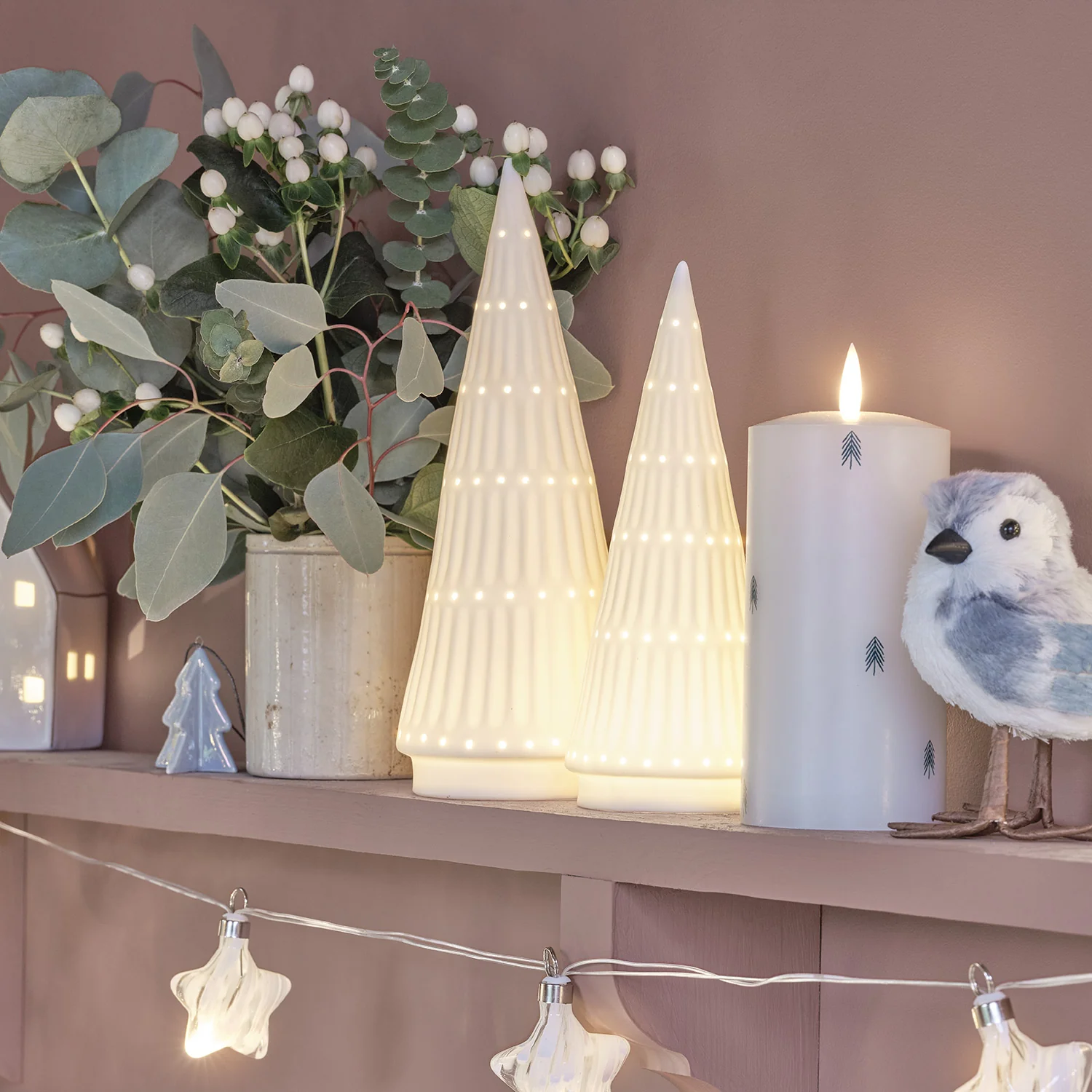 Set of 2 LED Ceramic Christmas Tree Decorations - Image 3