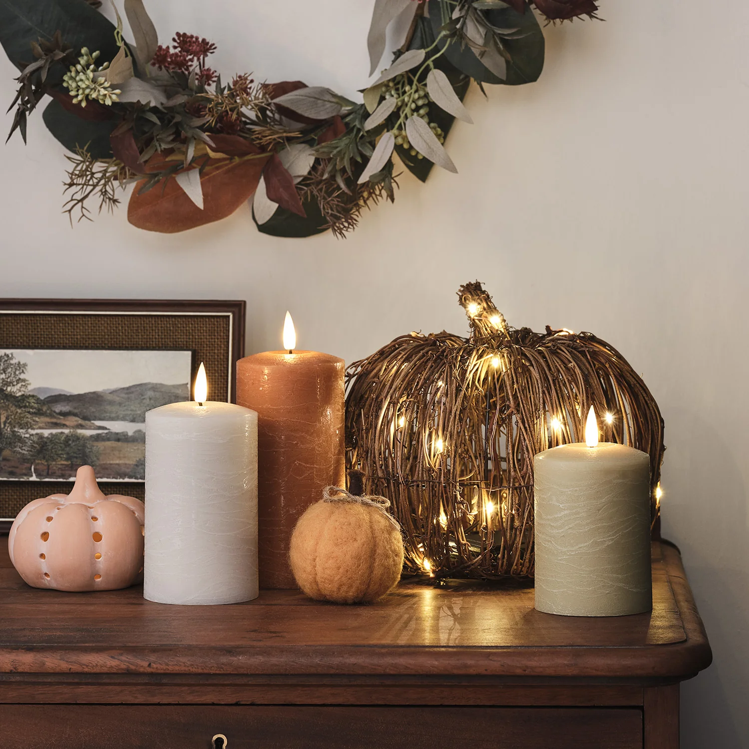 Set of 2 Rattan Light Up Pumpkins - Image 6