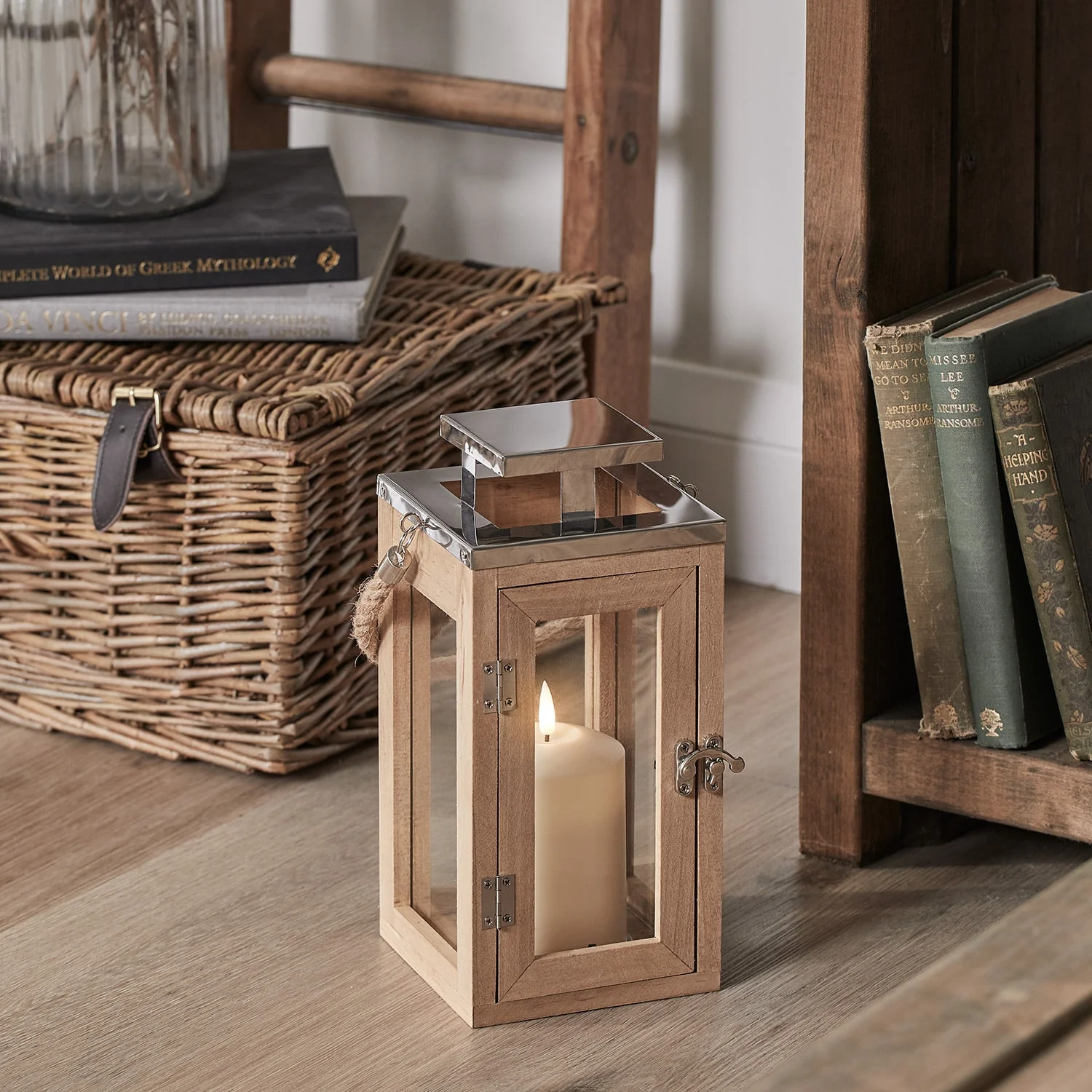 Salcombe Wooden Lantern Duo with TruGlow® Candles - Image 3