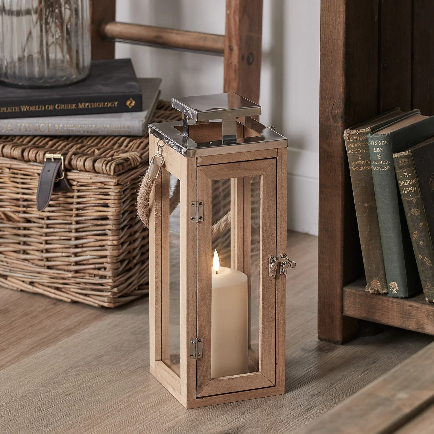 Salcombe Wooden Lantern Duo with TruGlow® Candles - Image 4