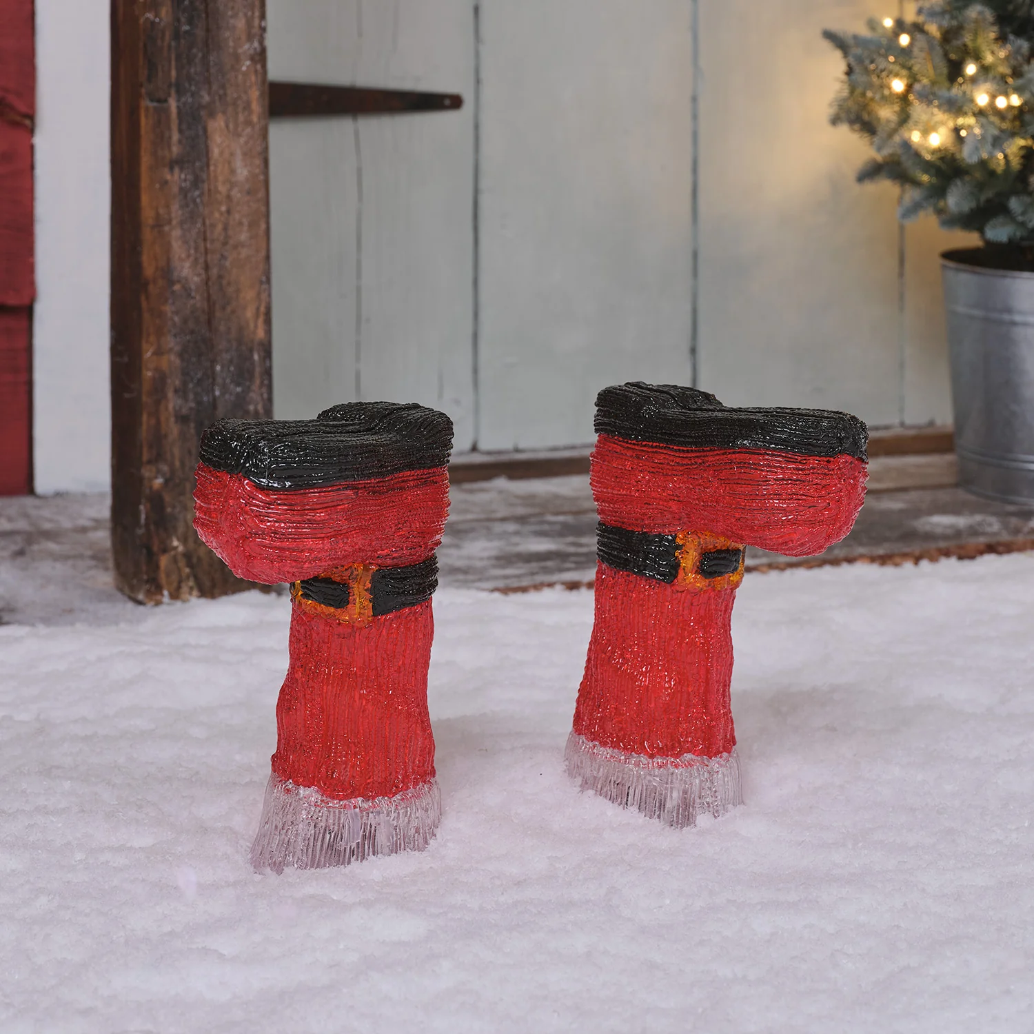 Set of 2 Santa’s Boots Acrylic Stake Lights - Image 2